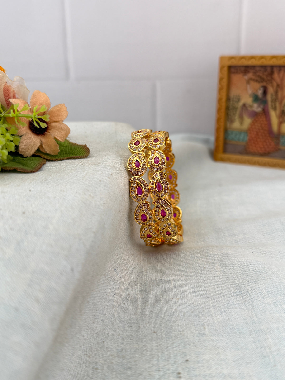 Designer stone bangles with premium sparkling stones