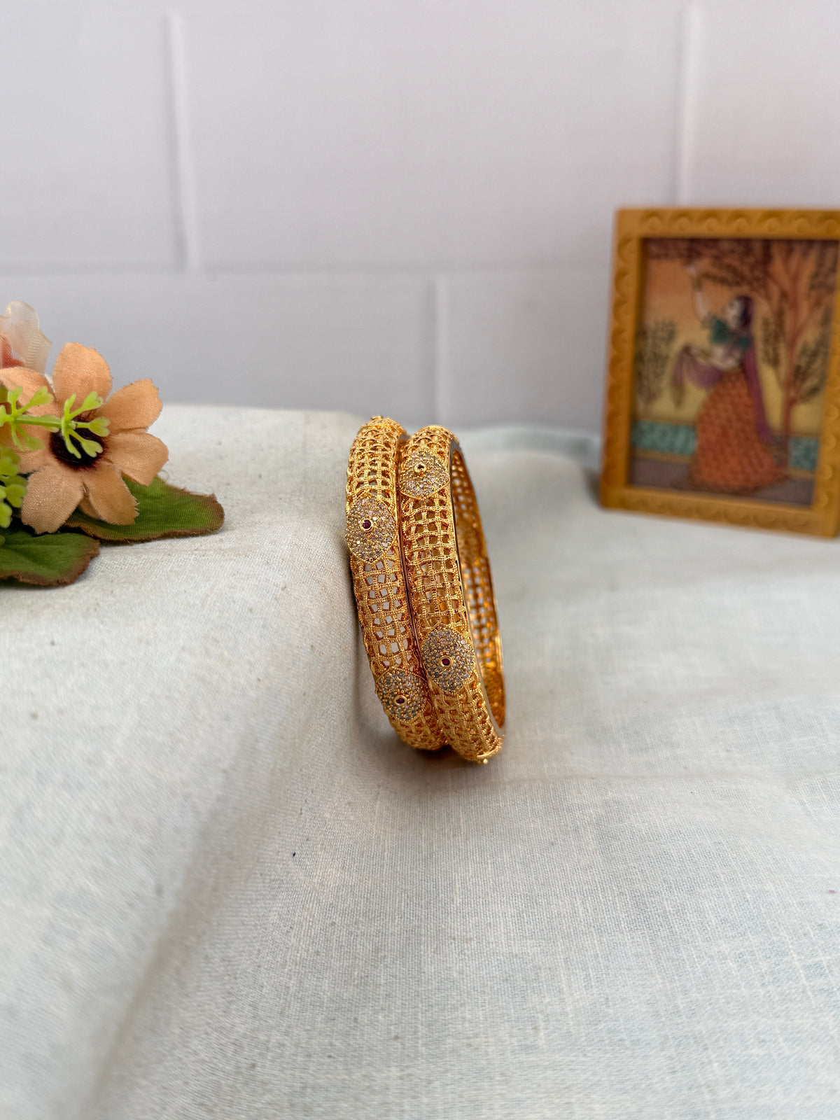 Antique temple style bridal bangles for women by Mahila