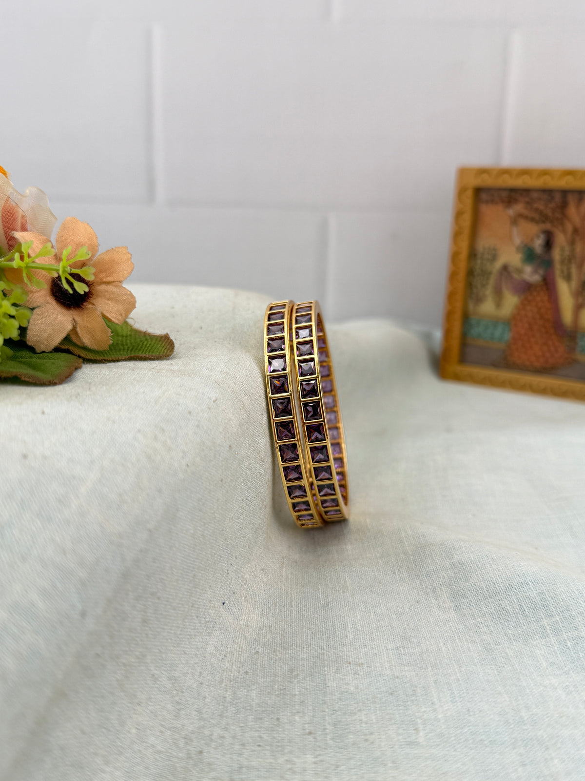 Designer stone bangles with premium sparkling stones