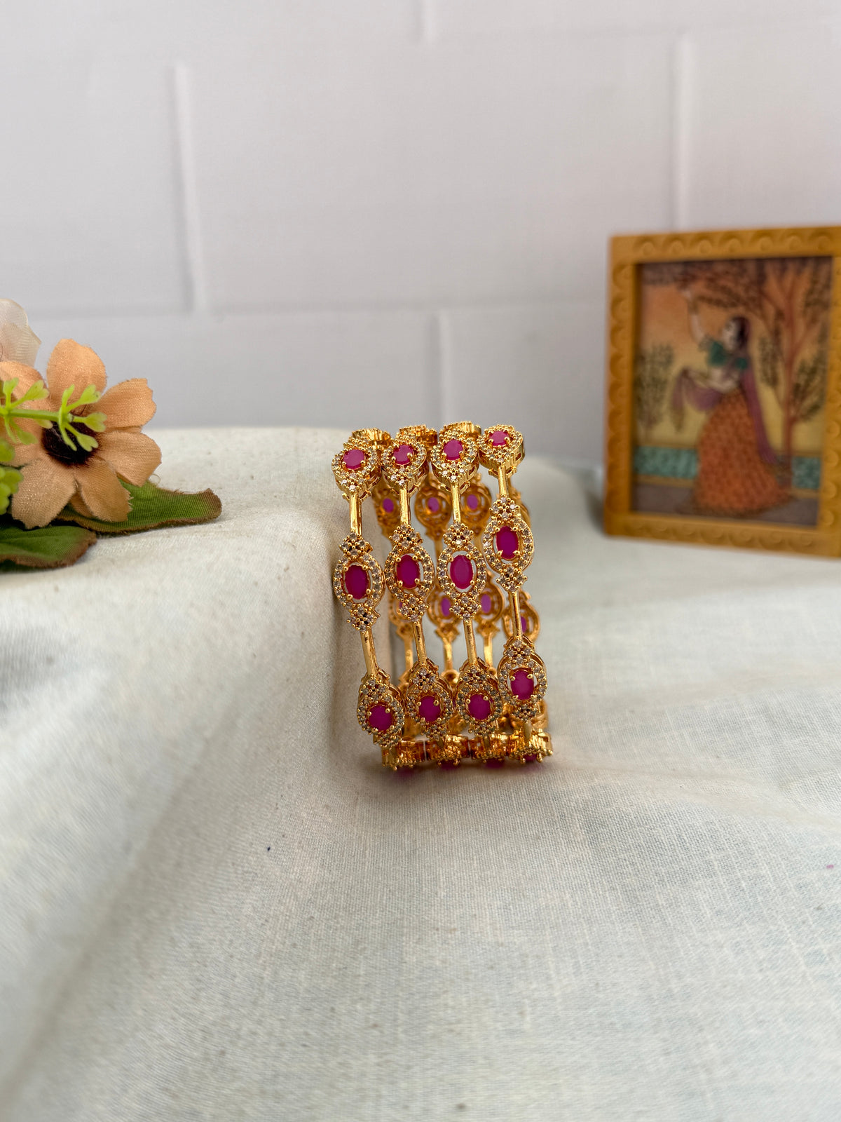 Antique temple style bridal bangles for women by Mahila