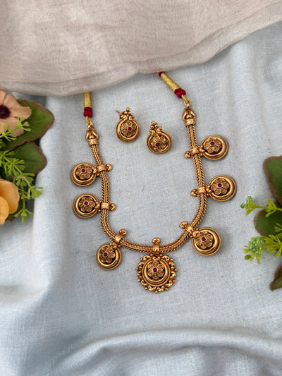 Antique Floral Coin Necklace Set | N0191