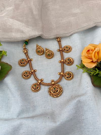 Antique Floral Coin Necklace Set | N0195
