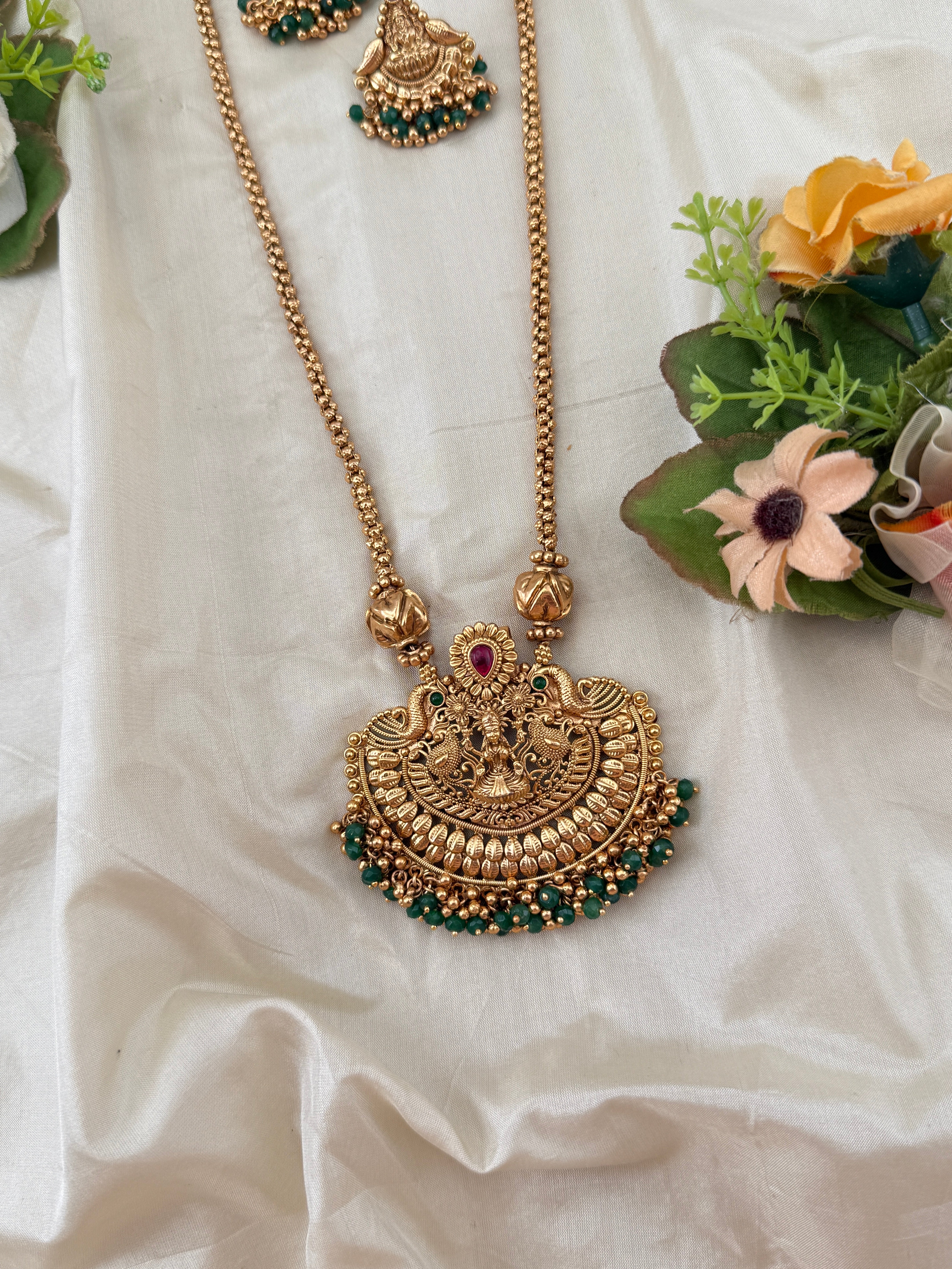 Antique Lakshmi Pendant Long Necklace Set | No228