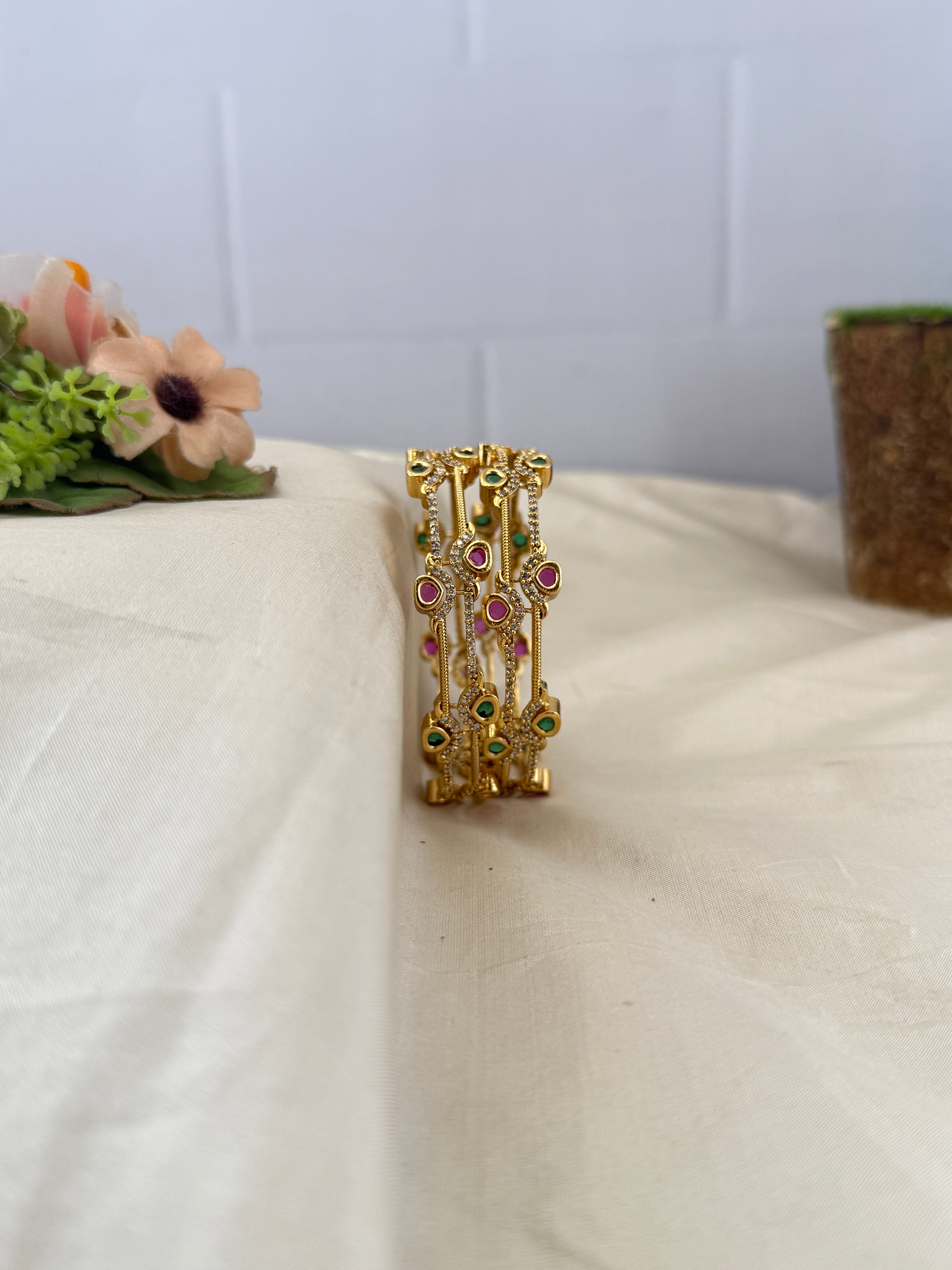 Antique temple style bridal bangles for women by Mahila