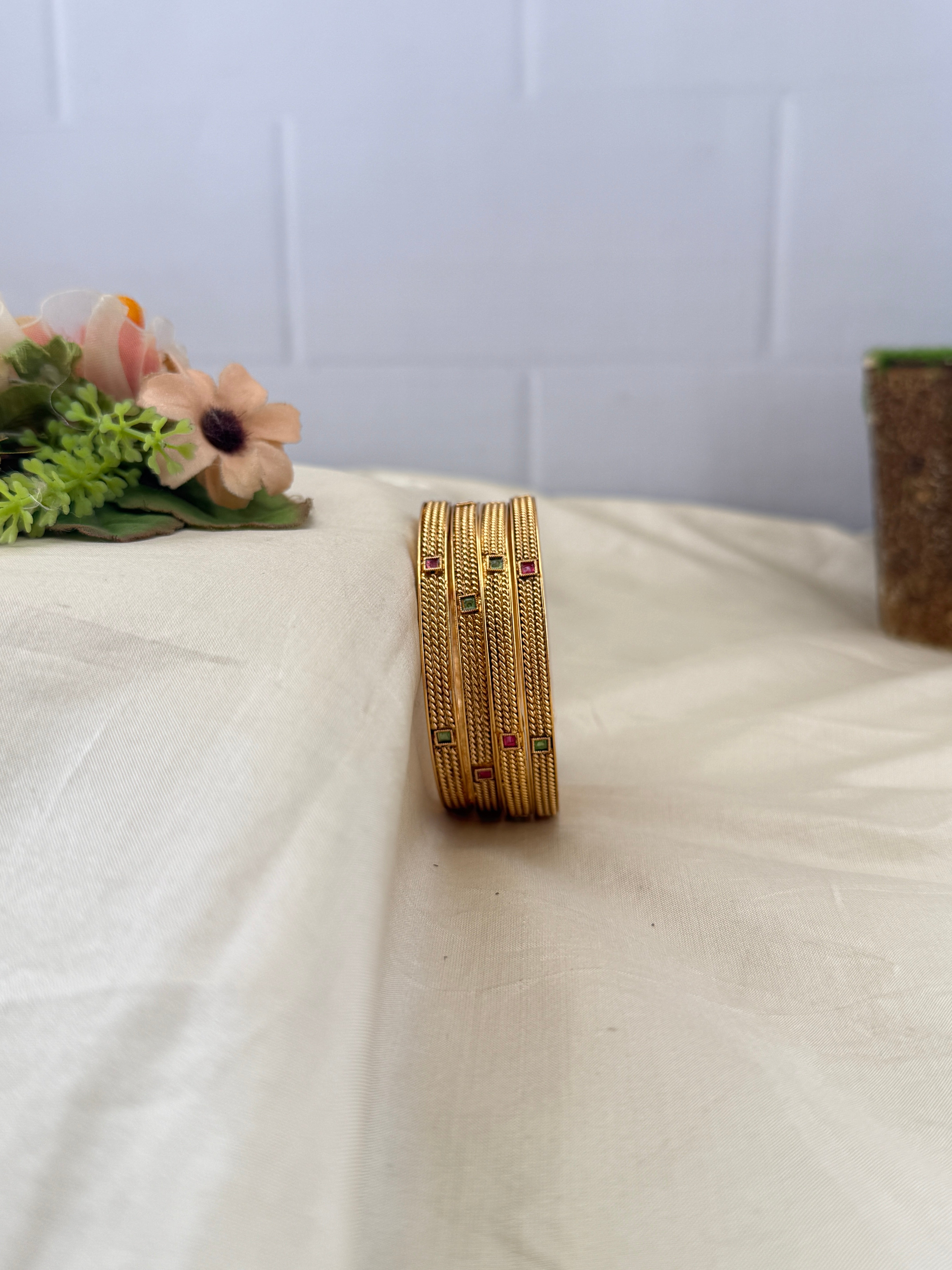 Antique temple style bridal bangles for women by Mahila