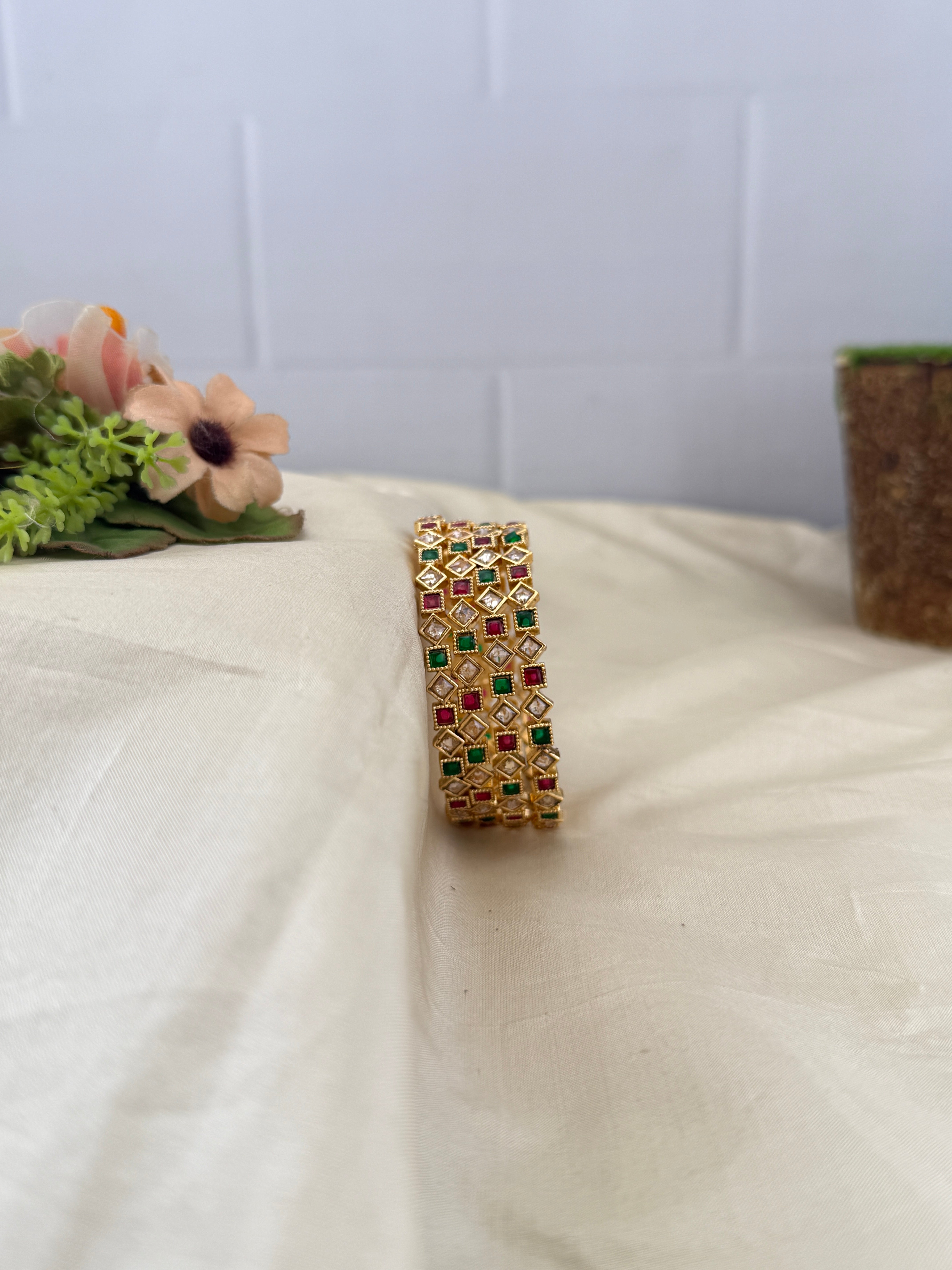 Antique temple style bridal bangles for women by Mahila