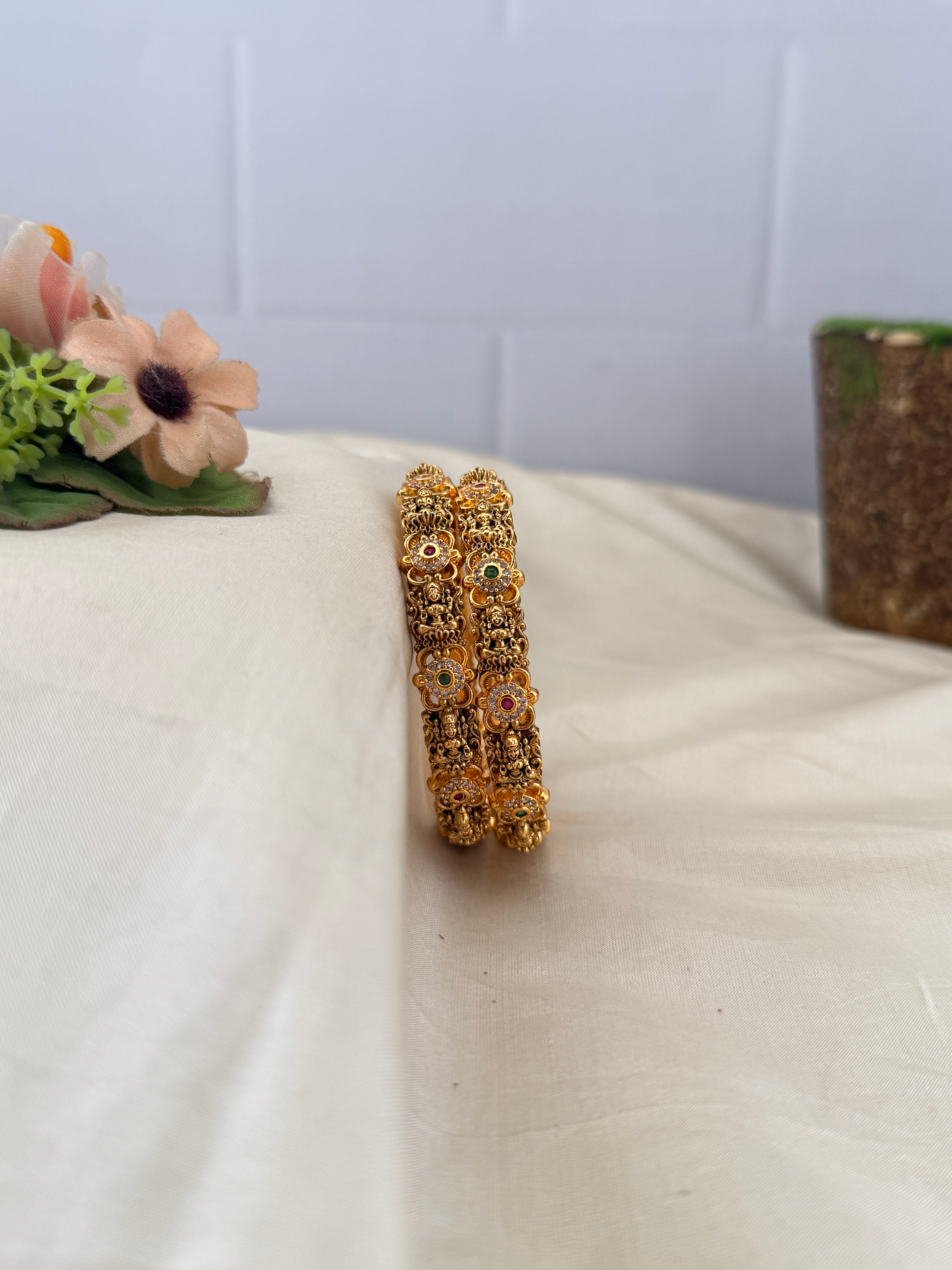 Antique temple style bridal bangles for women by Mahila