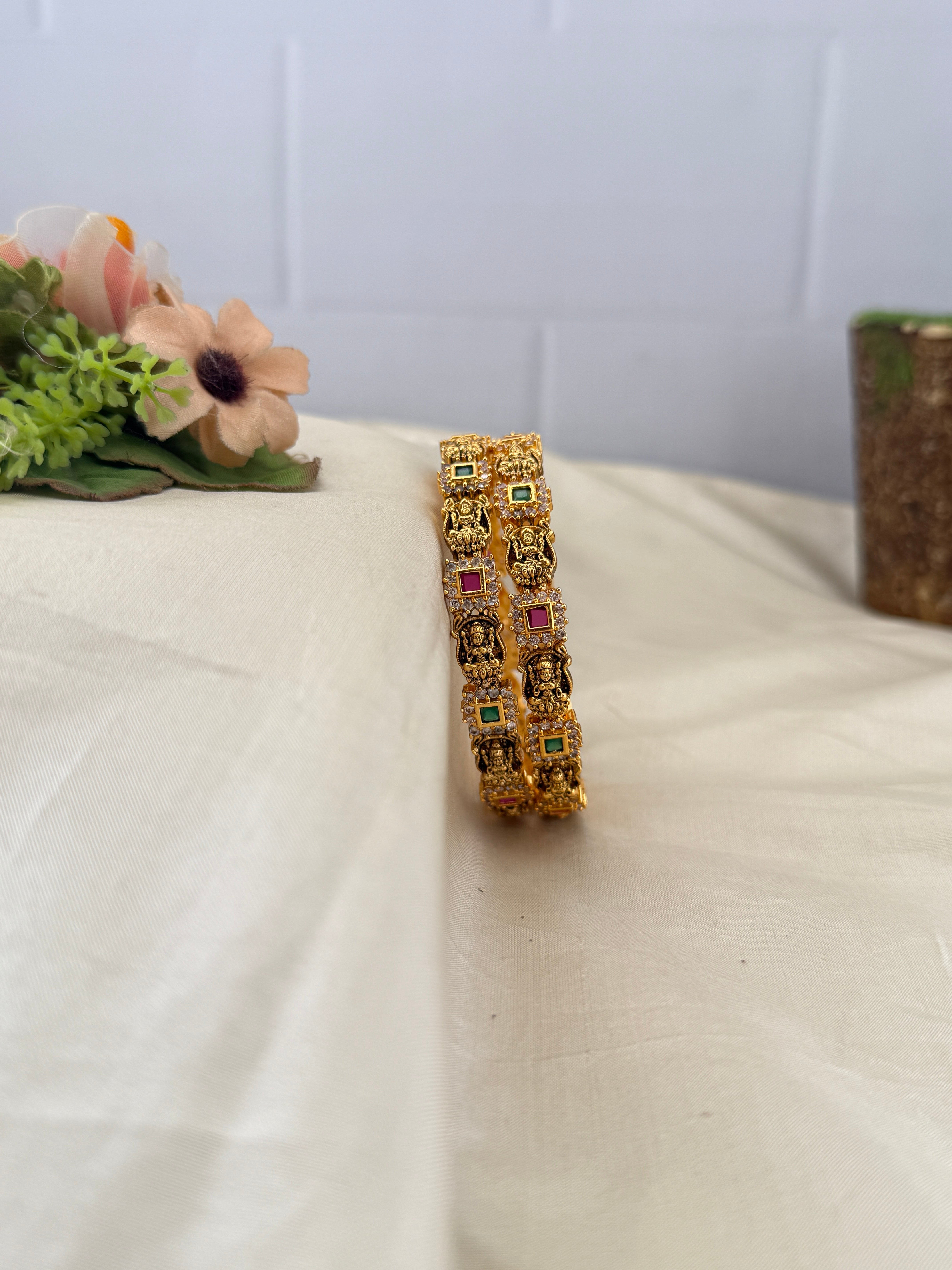 Antique temple style bridal bangles for women by Mahila