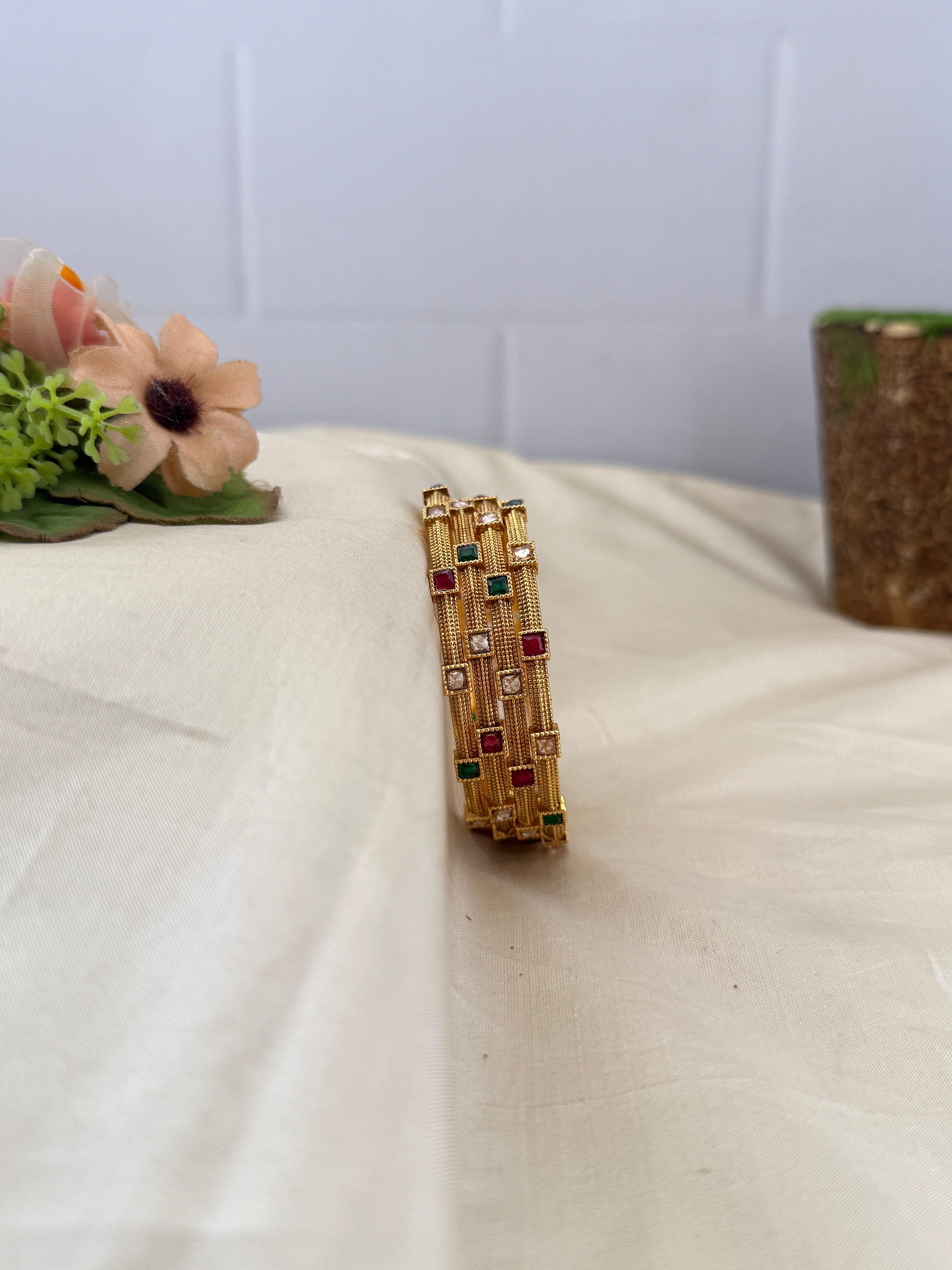 Antique temple style bridal bangles for women by Mahila