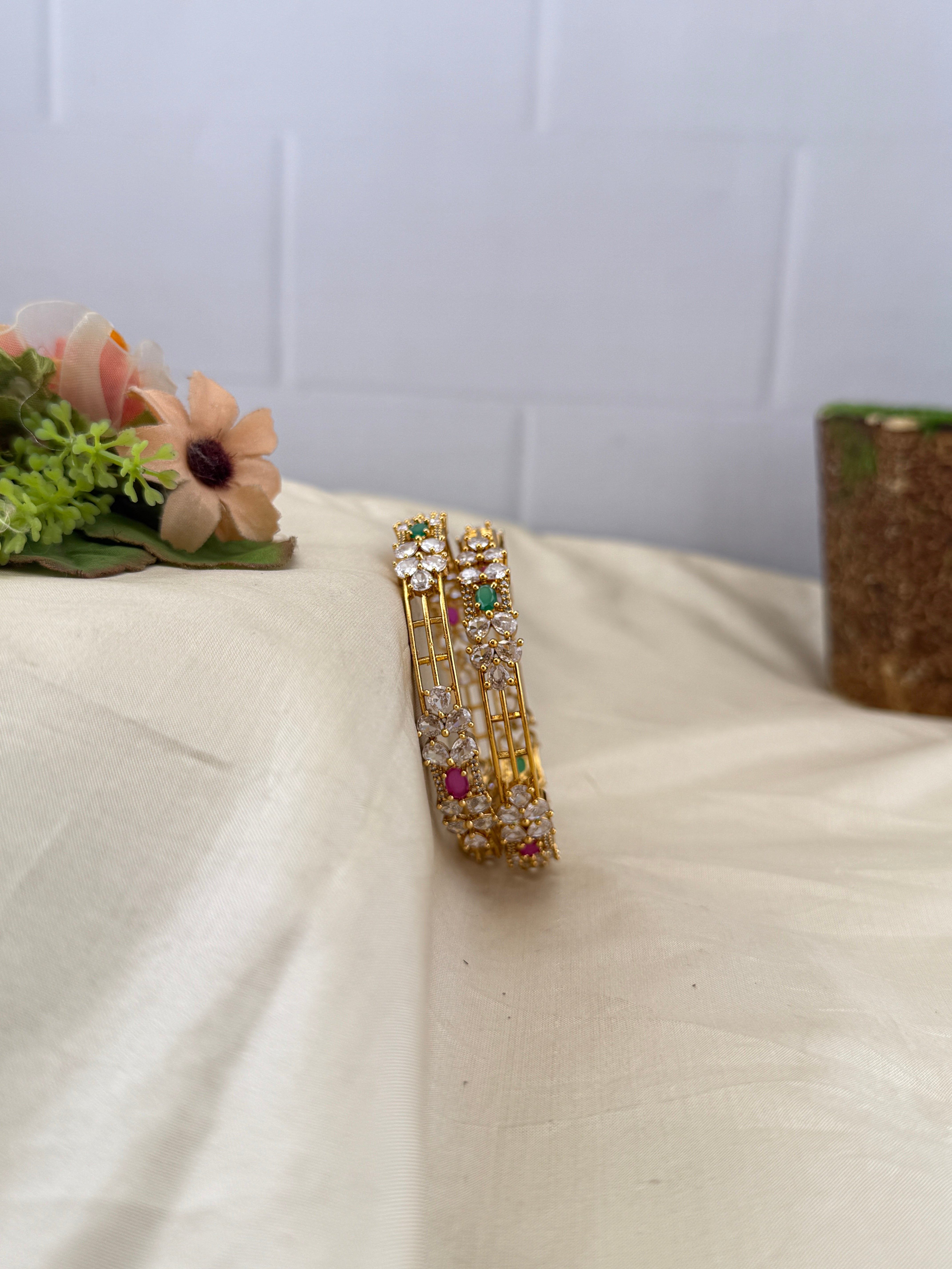 Antique temple style bridal bangles for women by Mahila