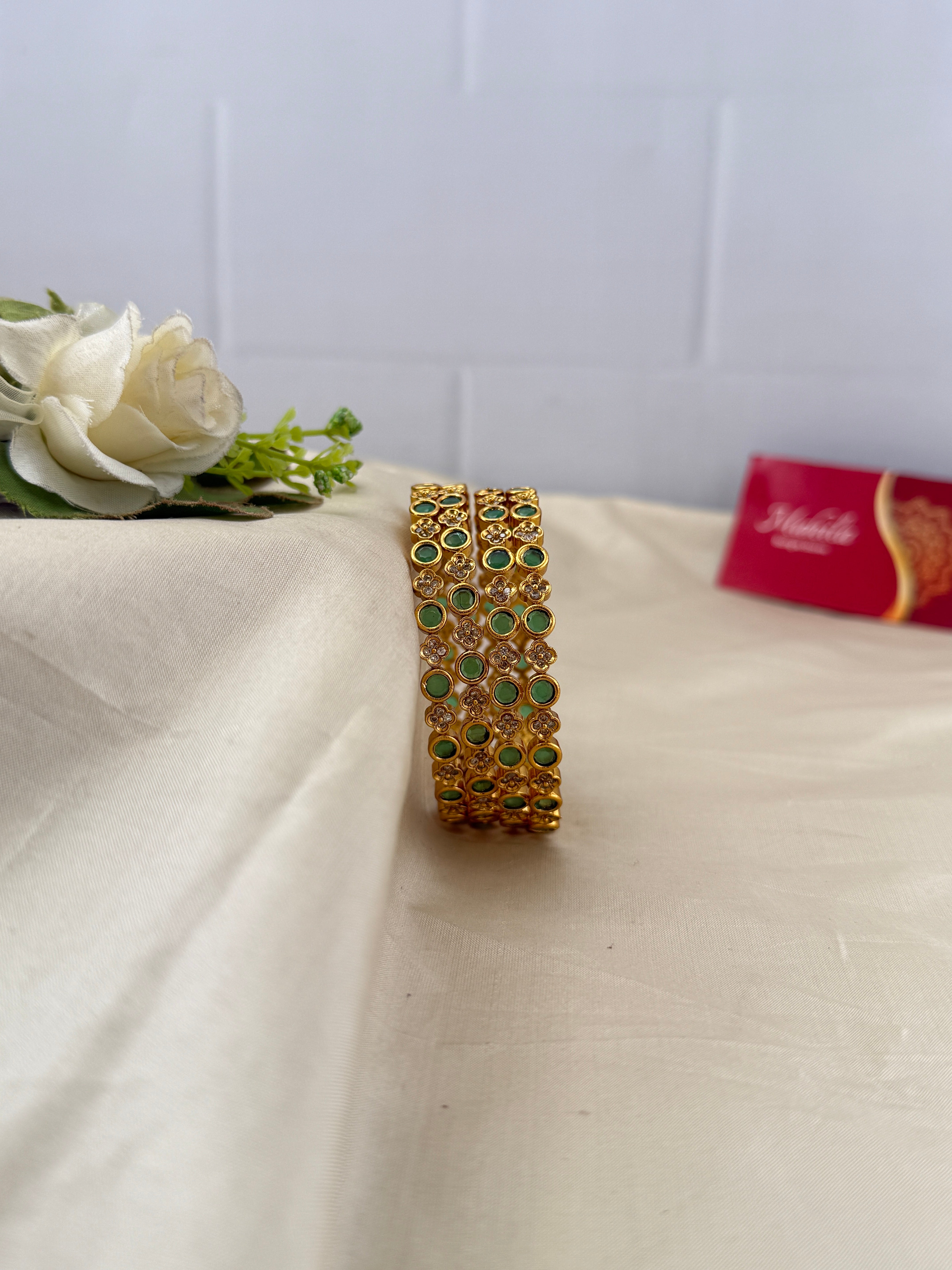 Antique temple style bridal bangles for women by Mahila