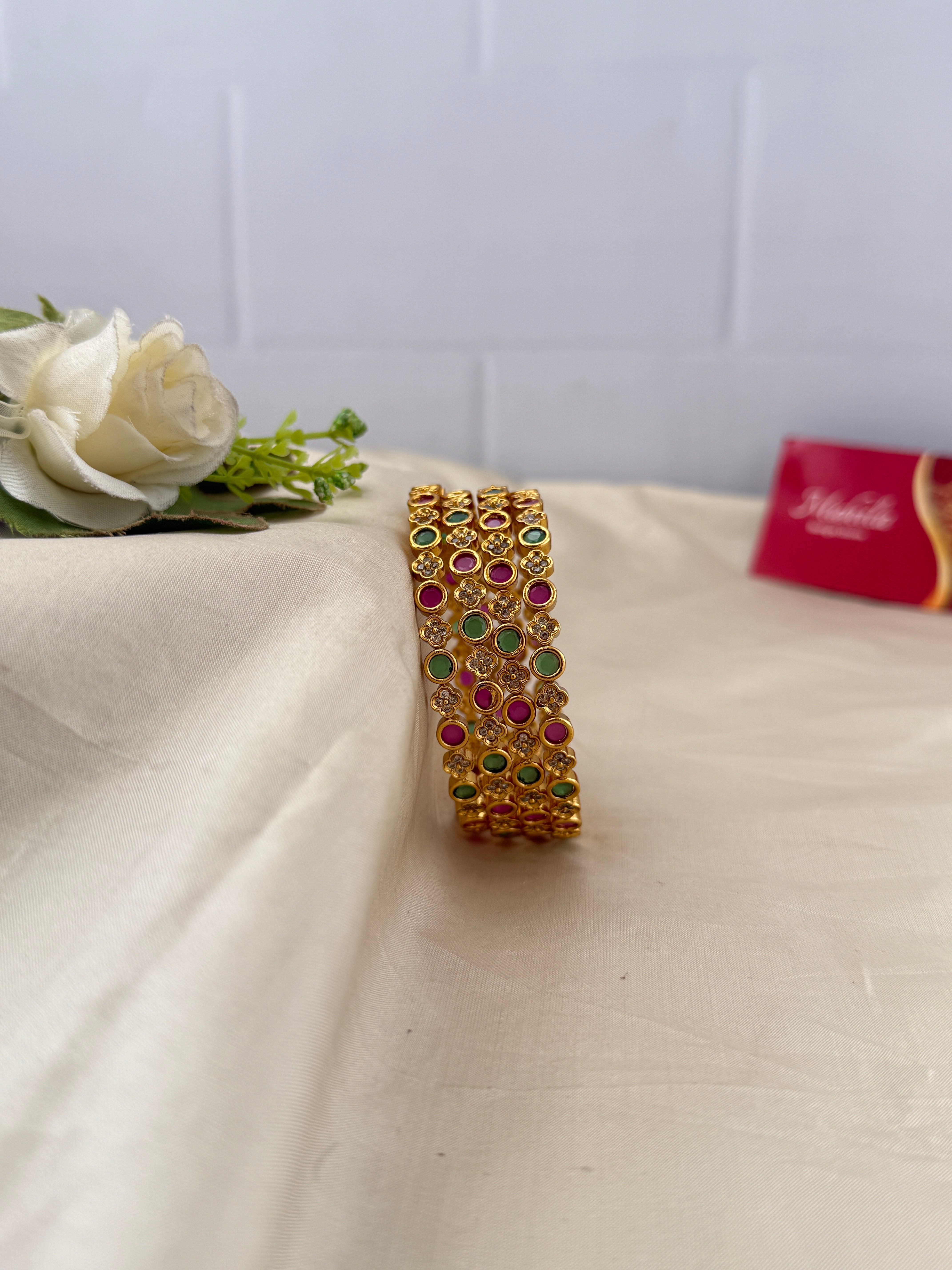 Antique temple style bridal bangles for women by Mahila