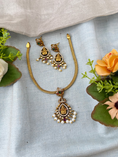 Antique Lakshmi Stone Short Necklace Set | N0285