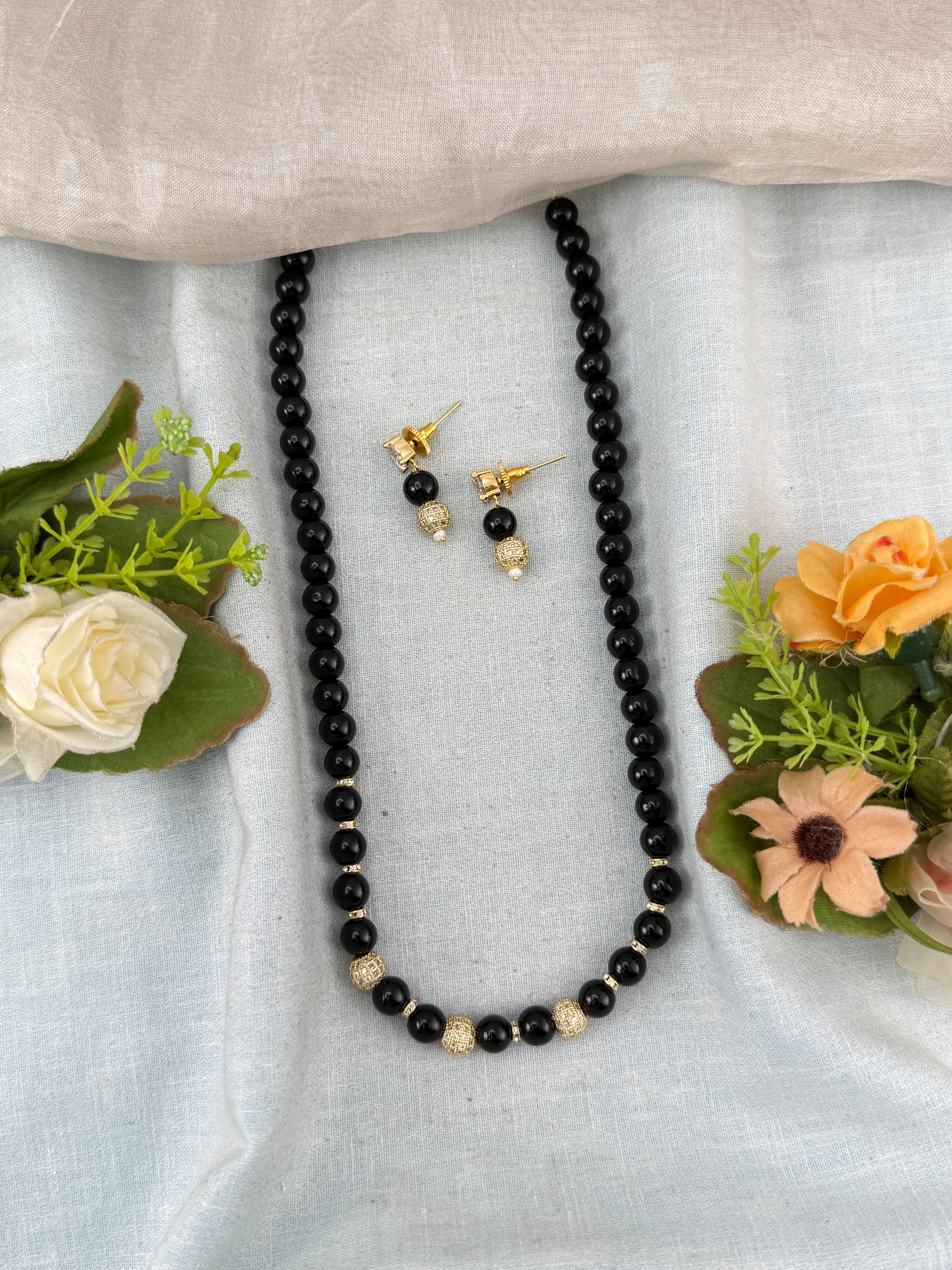 Premium Pearl Mid - Long Mala Necklace Set  | N0360 A