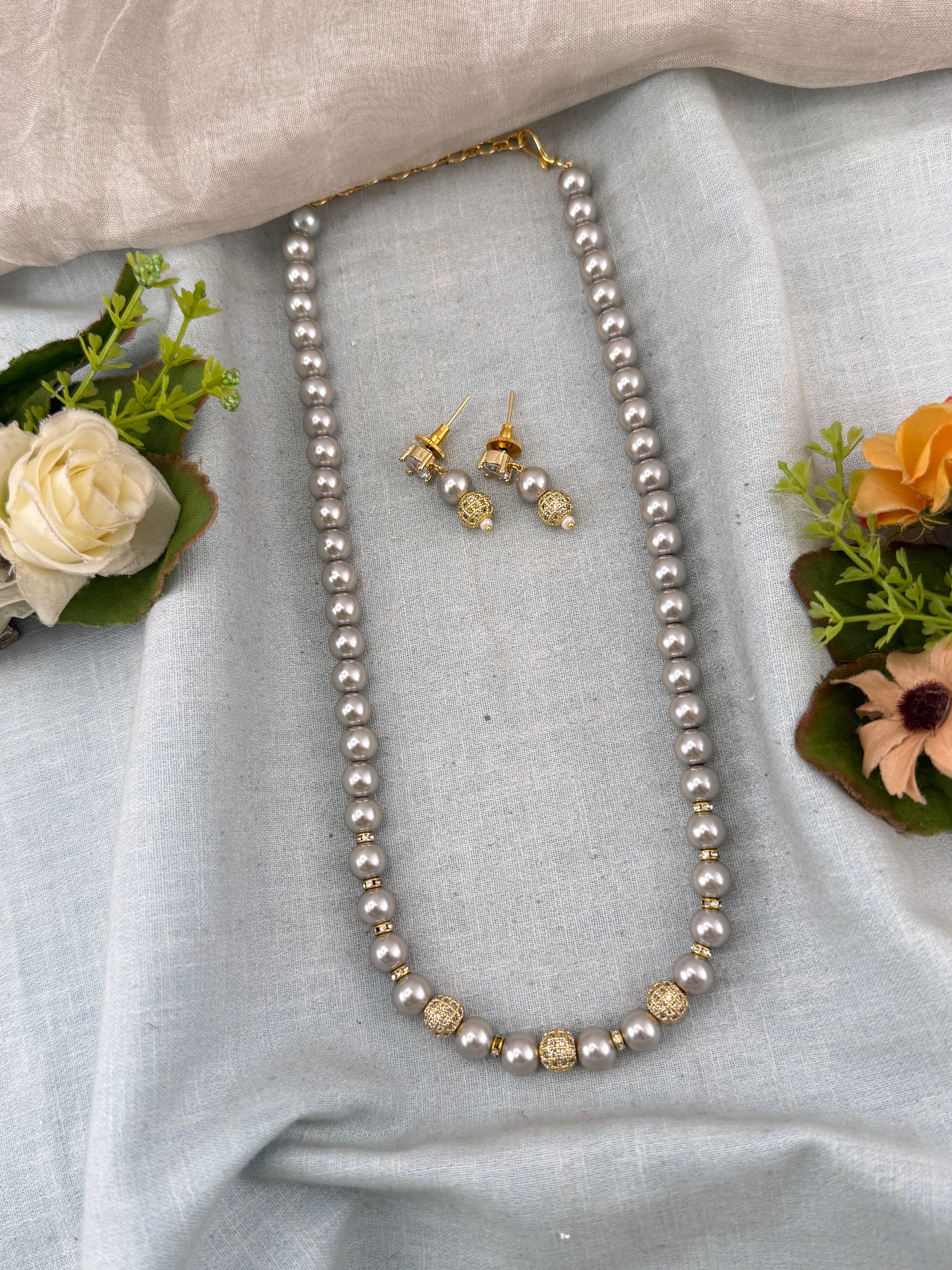 Premium Pearl Mala Necklace Set  | N0360 E