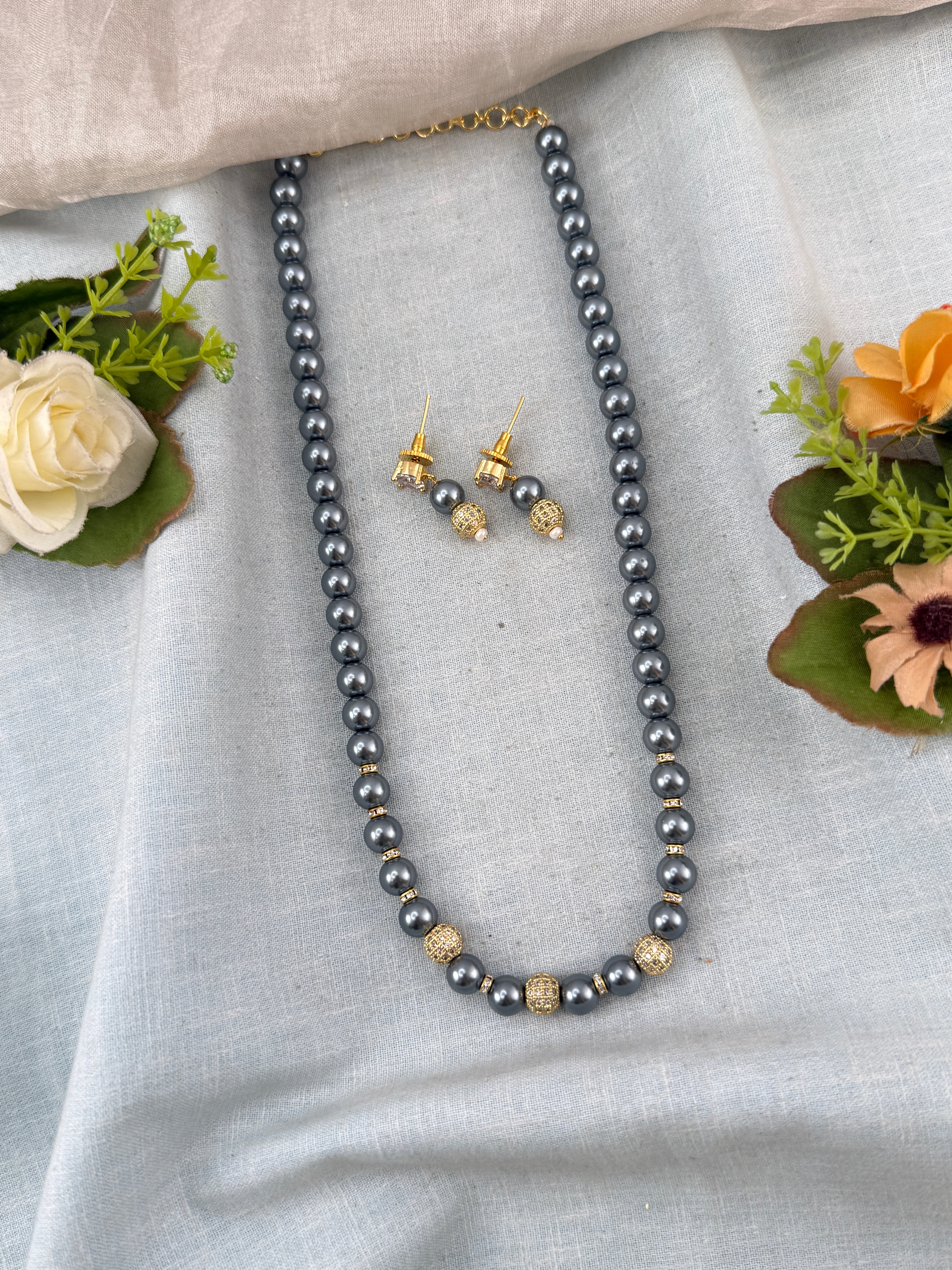 Premium Pearl Mala Necklace Set  | N0360 G
