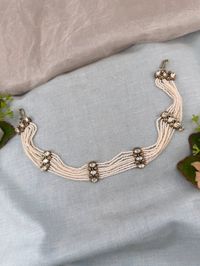 Premium Pearl Mathapatti Maang Tikka Set | 10002