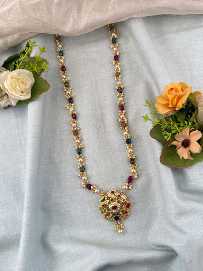 Antique Chain Navaratna Stone Pendant | N0375