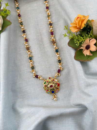Antique Chain Navaratna Stone Pendant | N0375