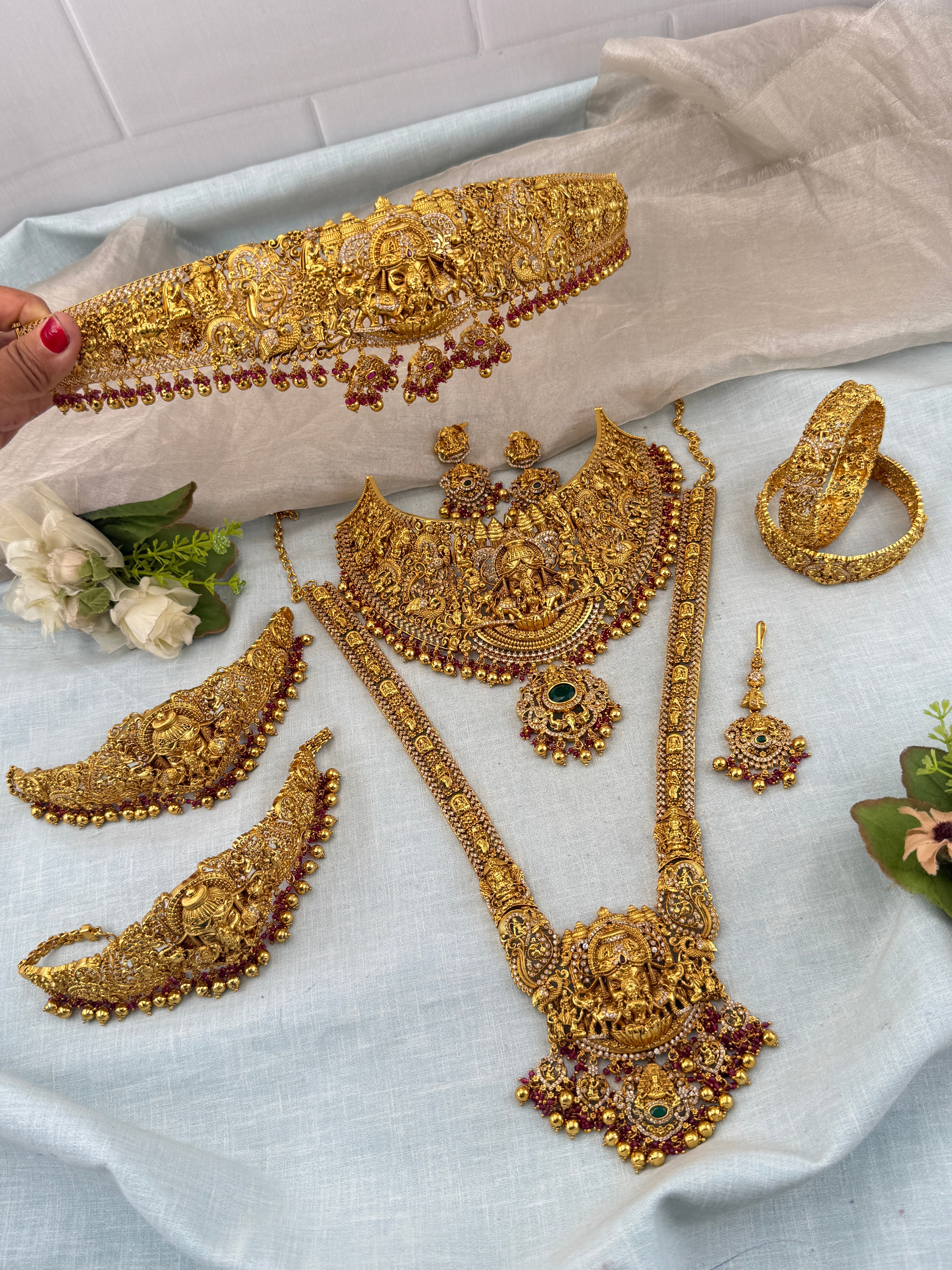 Antique Bridal Necklace Full Set Grand Gajalakshmi | N0365