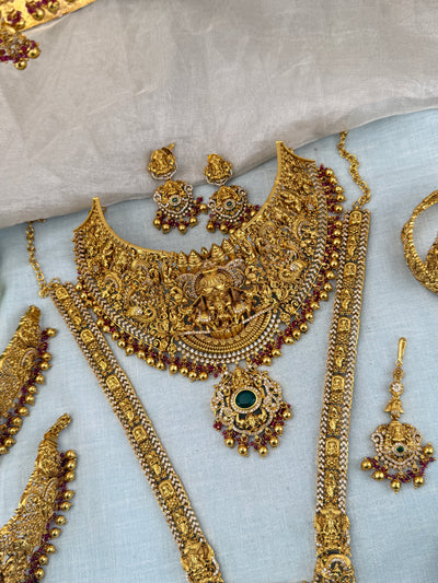 Antique Bridal Necklace Full Set Grand Gajalakshmi | N0365