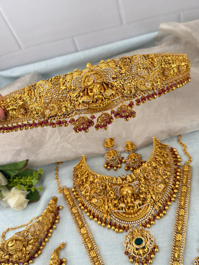 Antique Bridal Necklace Full Set Grand Gajalakshmi | N0365