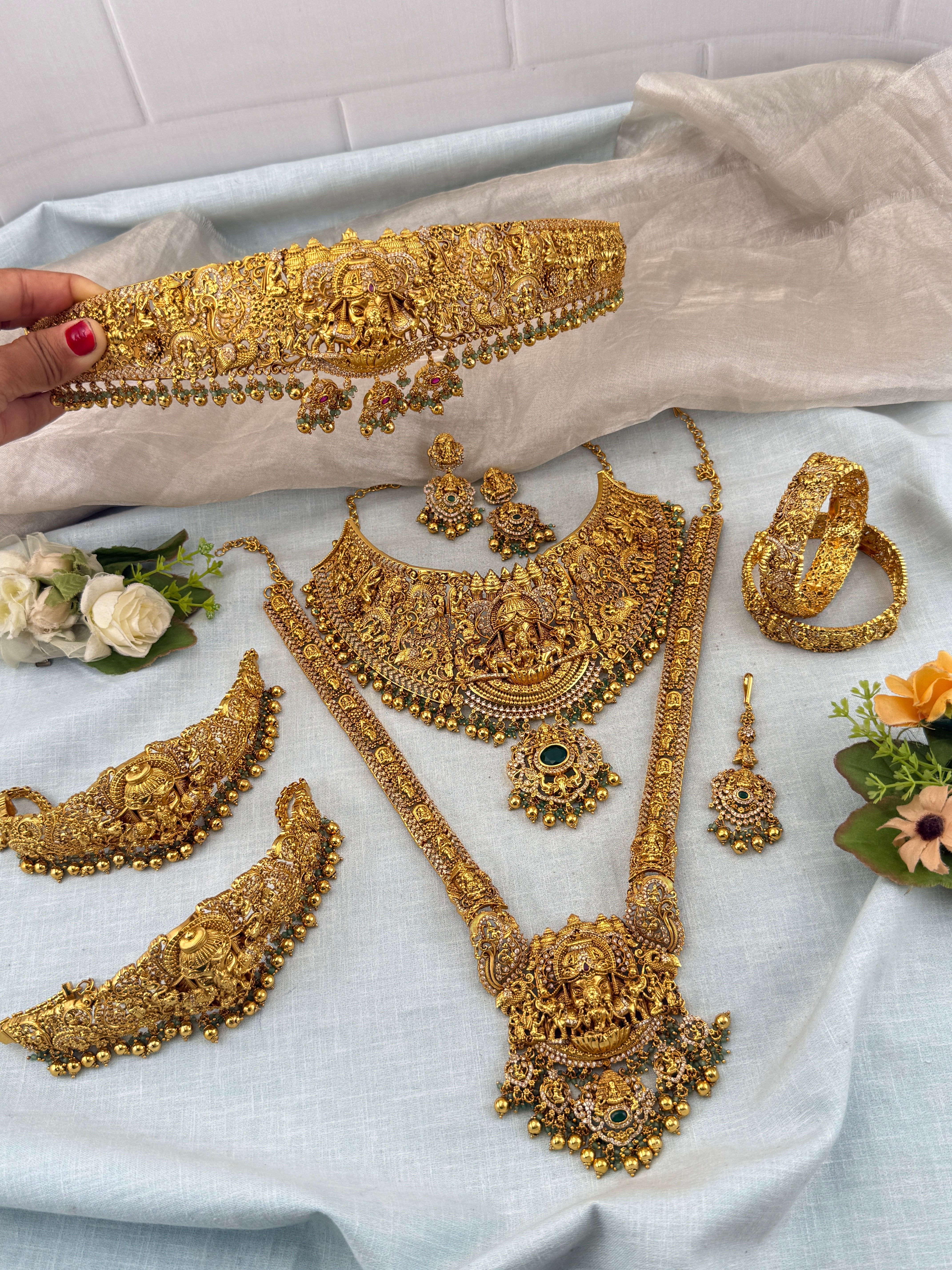 Antique Bridal Necklace Full Set Grand Gajalakshmi | N0364