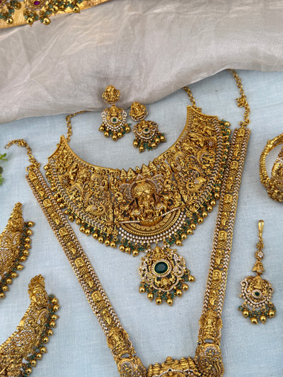 Antique Bridal Necklace Full Set Grand Gajalakshmi | N0364
