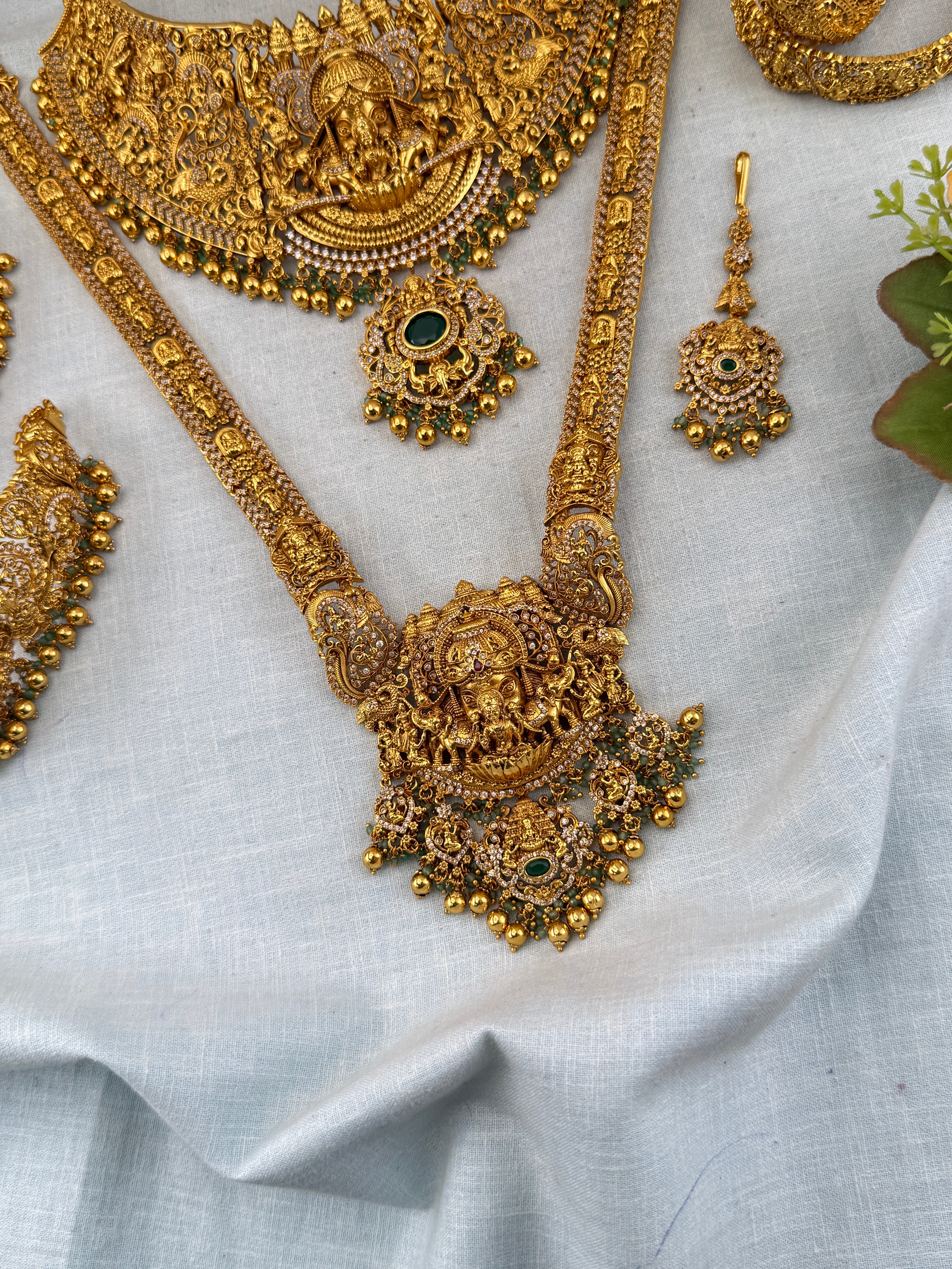 Antique Bridal Necklace Full Set Grand Gajalakshmi | N0364