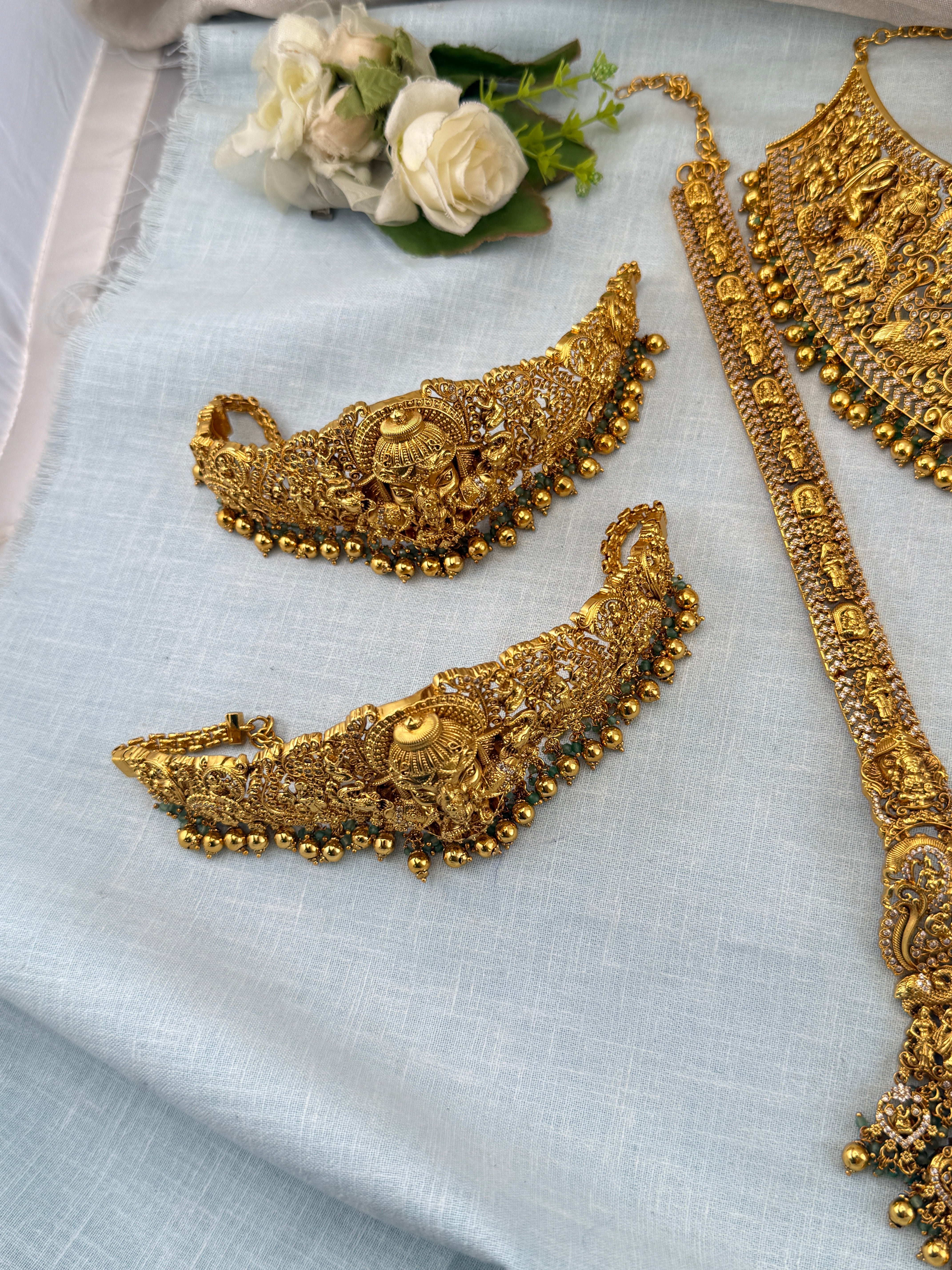 Antique Bridal Necklace Full Set Grand Gajalakshmi | N0364