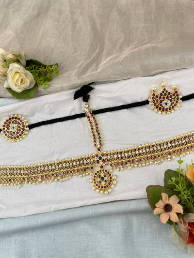 Bharatnatyam Maang Tikka Set in Pure Premium Brass | M0048
