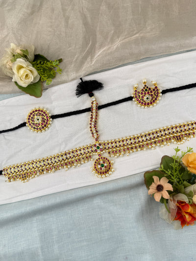 Bharatnatyam Maang Tikka Set in Pure Premium Brass | M0049