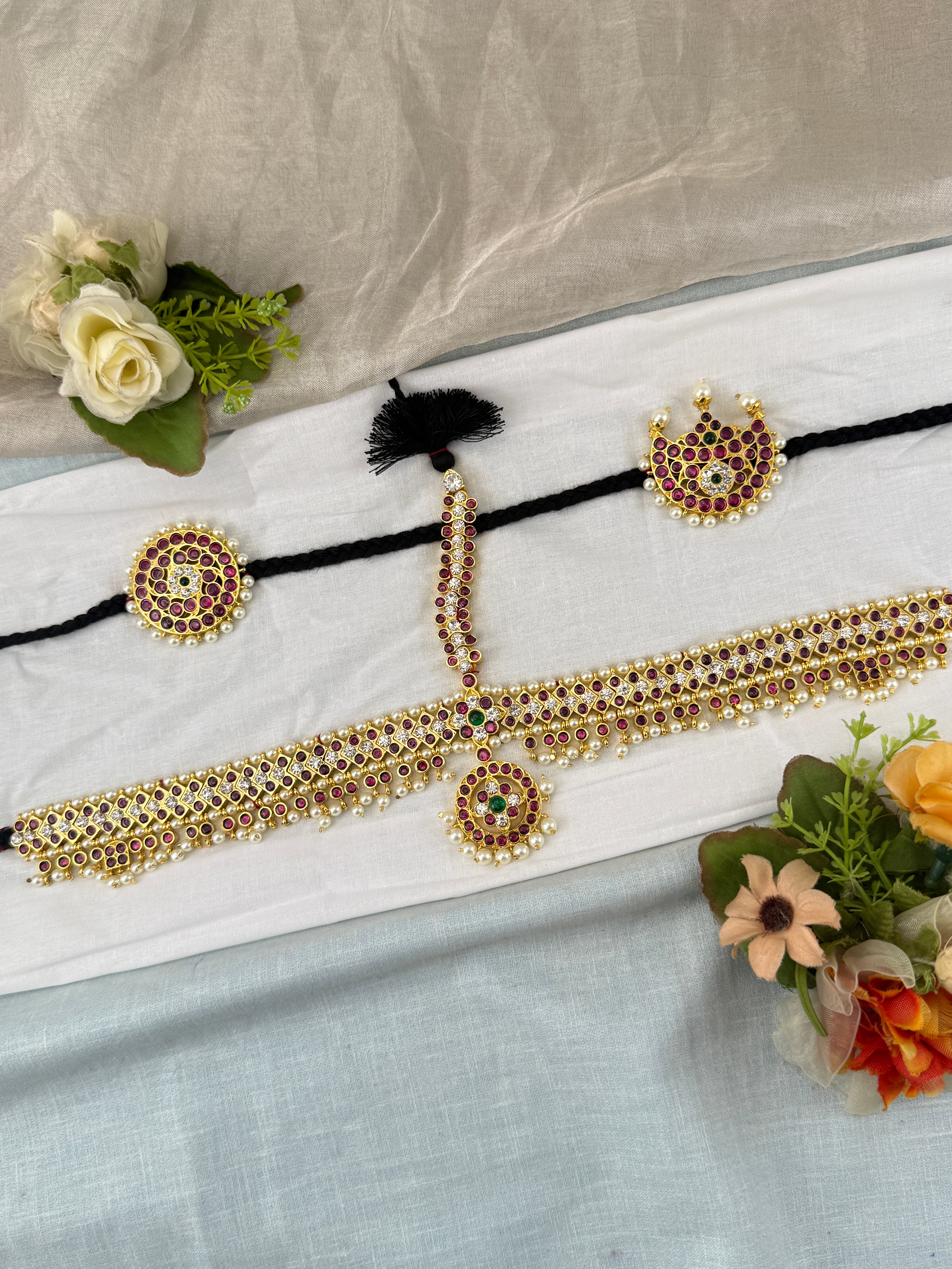 Bharatnatyam Maang Tikka Set in Pure Premium Brass | M0049