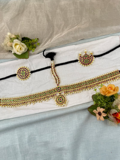Bharatnatyam Maang Tikka Set in Pure Premium Brass | M0044