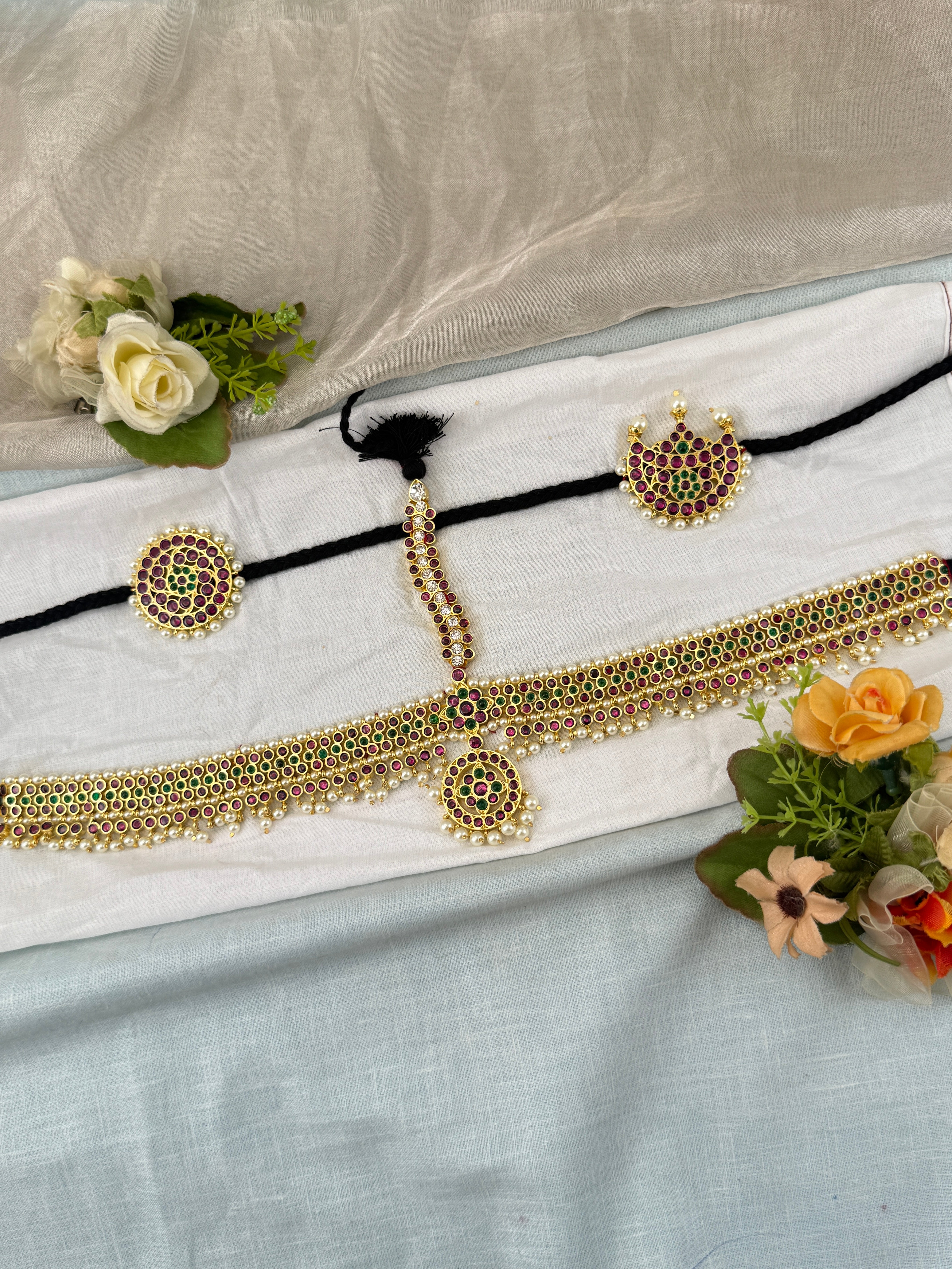 Bharatnatyam Maang Tikka Set in Pure Premium Brass | M0044