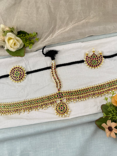 Bharatnatyam Maang Tikka Set in Pure Premium Brass | M0044