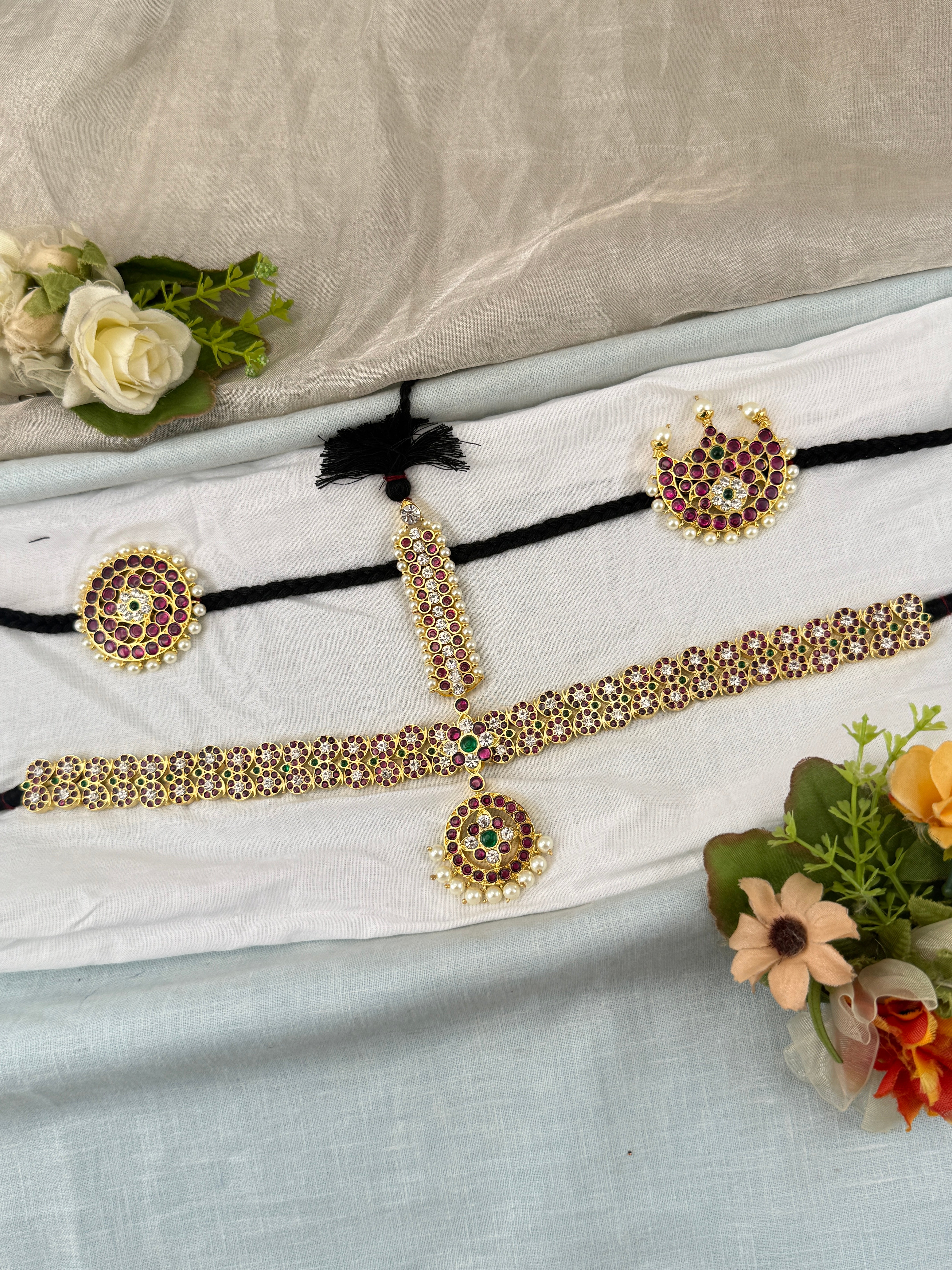 Bharatnatyam Maang Tikka Set in Pure Premium Brass | M0046