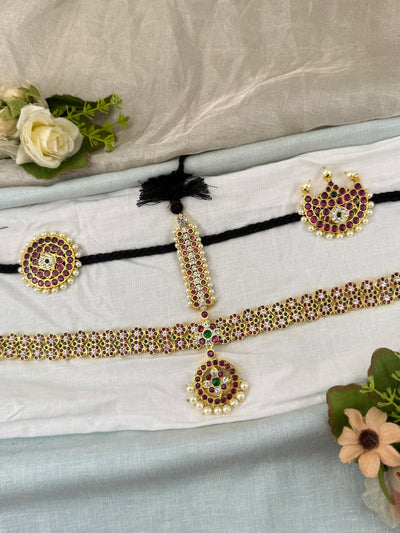 Bharatnatyam Maang Tikka Set in Pure Premium Brass | M0046