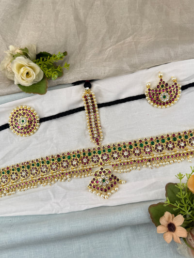 Bharatnatyam Maang Tikka Set in Pure Premium Brass | M0047