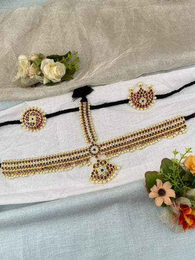 Bharatnatyam Maang Tikka Set in Pure Premium Brass | M0045