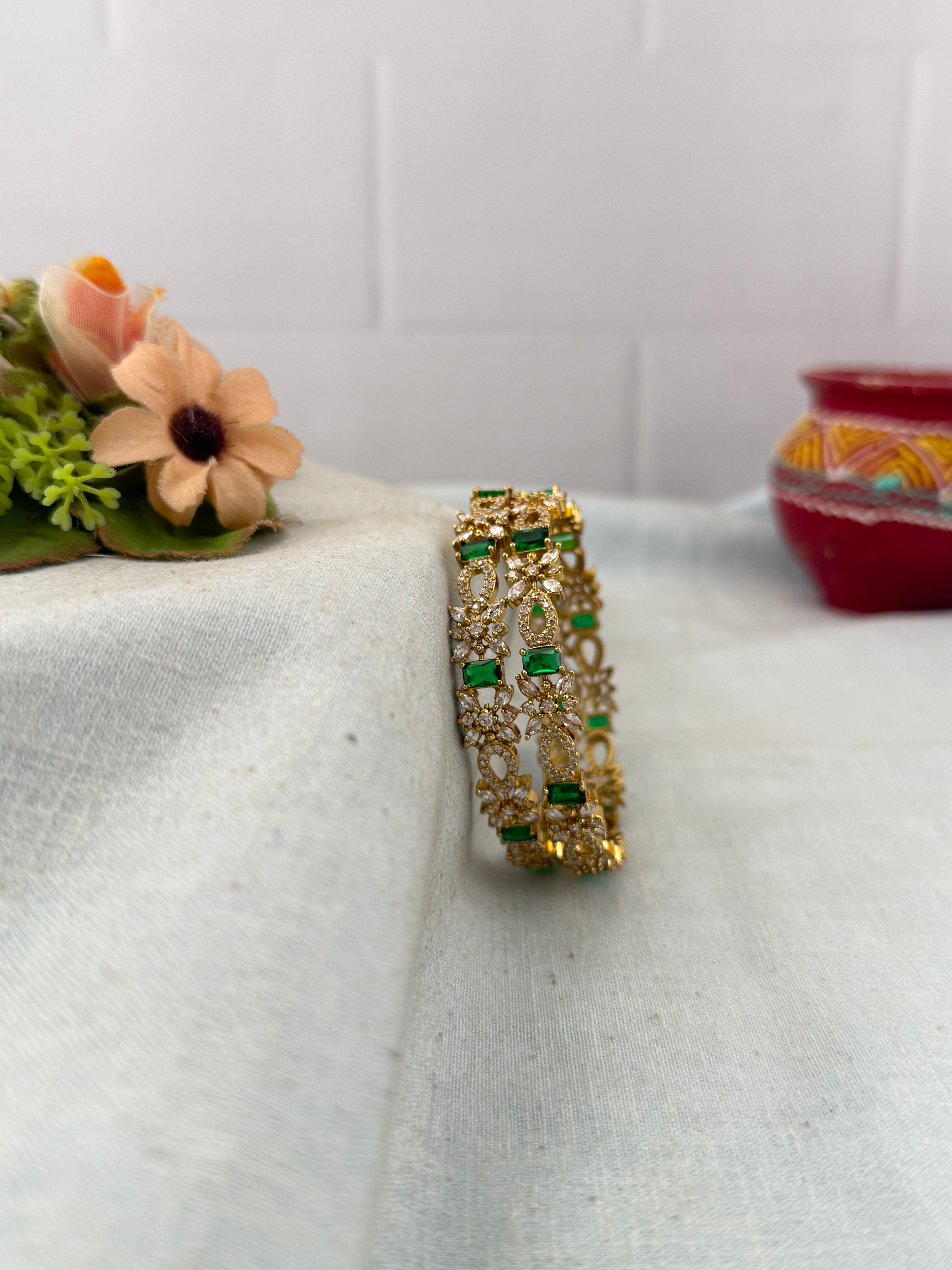 Antique temple style bridal bangles for women by Mahila