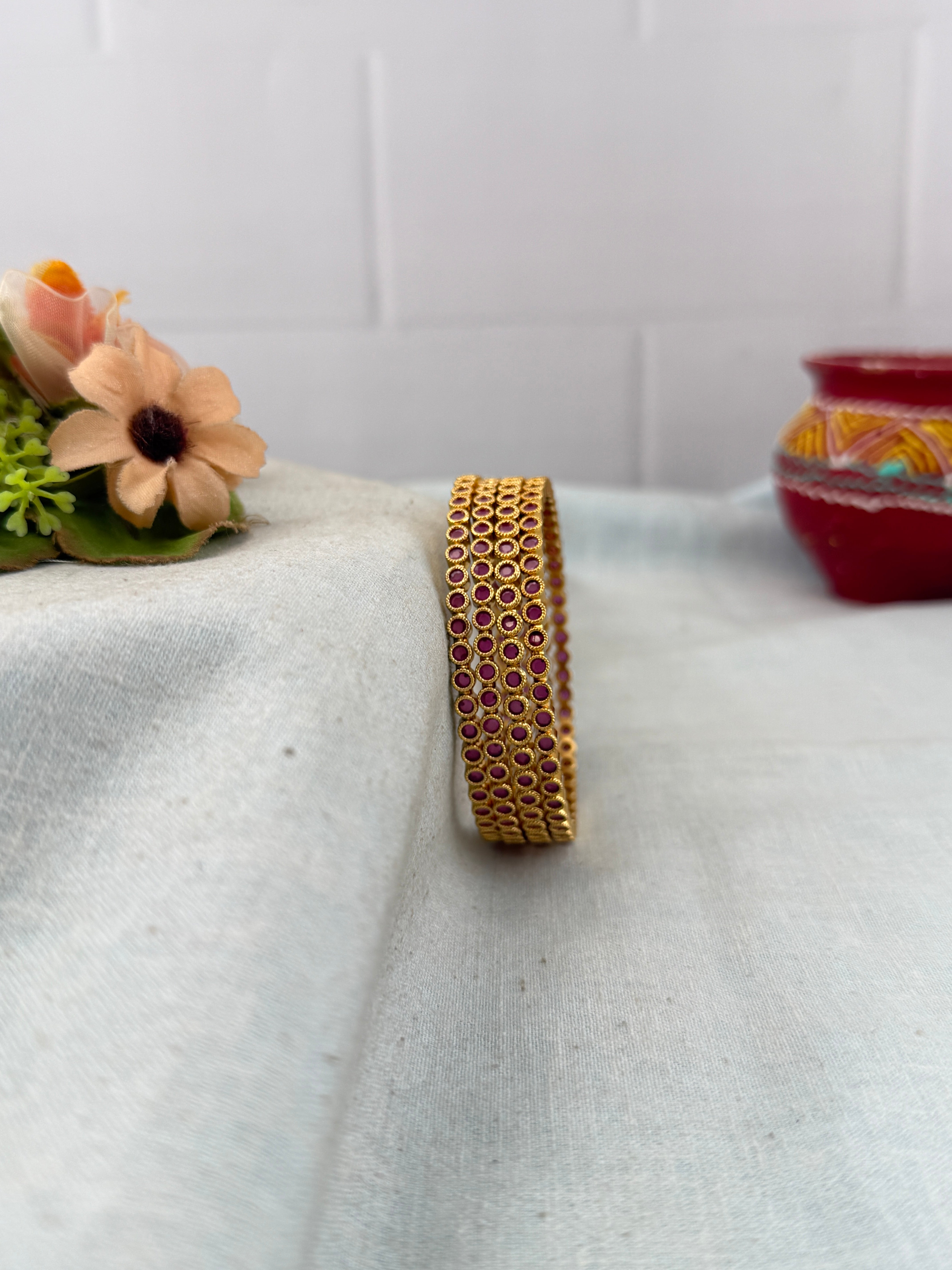 Antique temple style bridal bangles for women by Mahila
