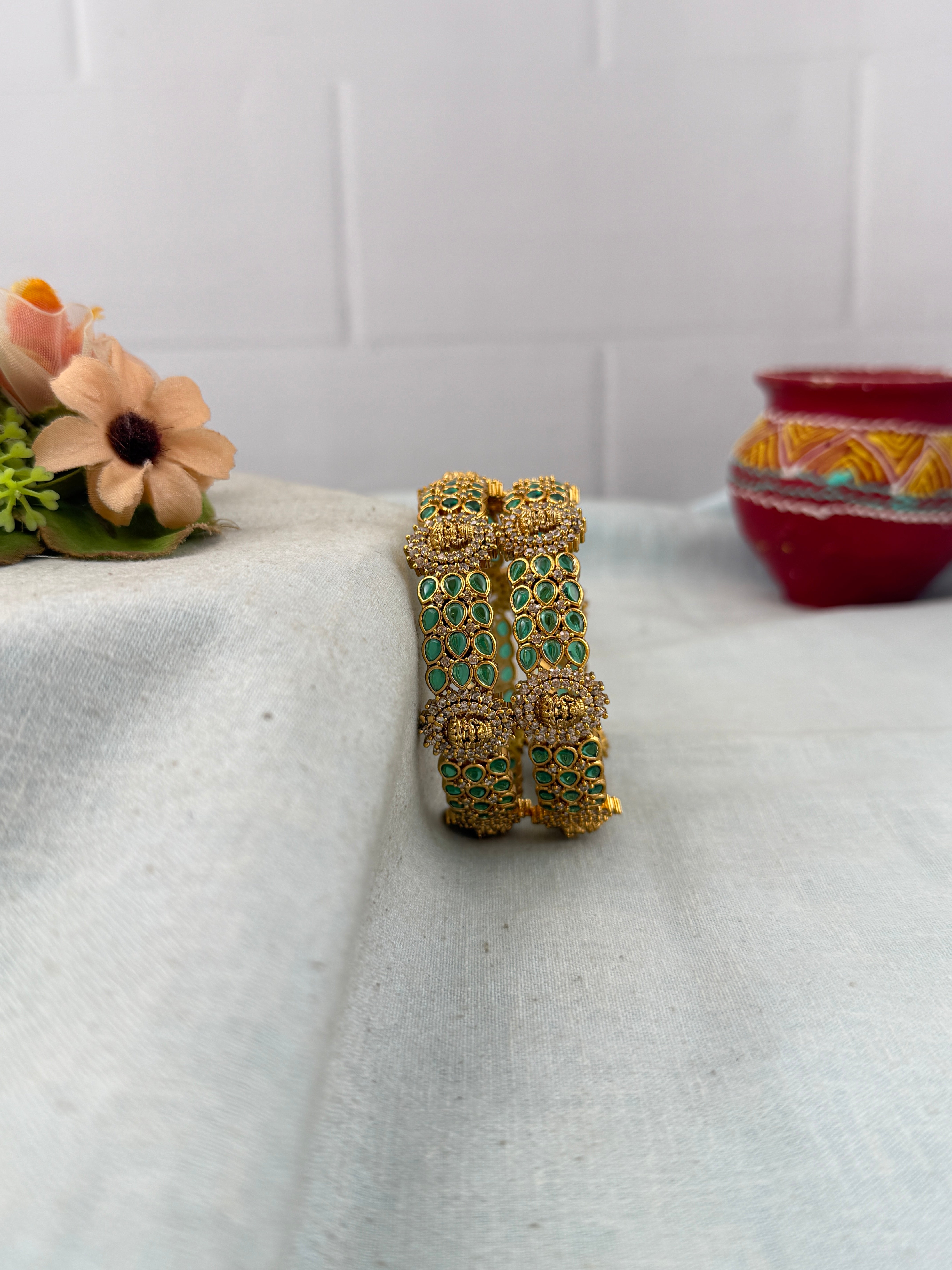 Antique temple style bridal bangles for women by Mahila