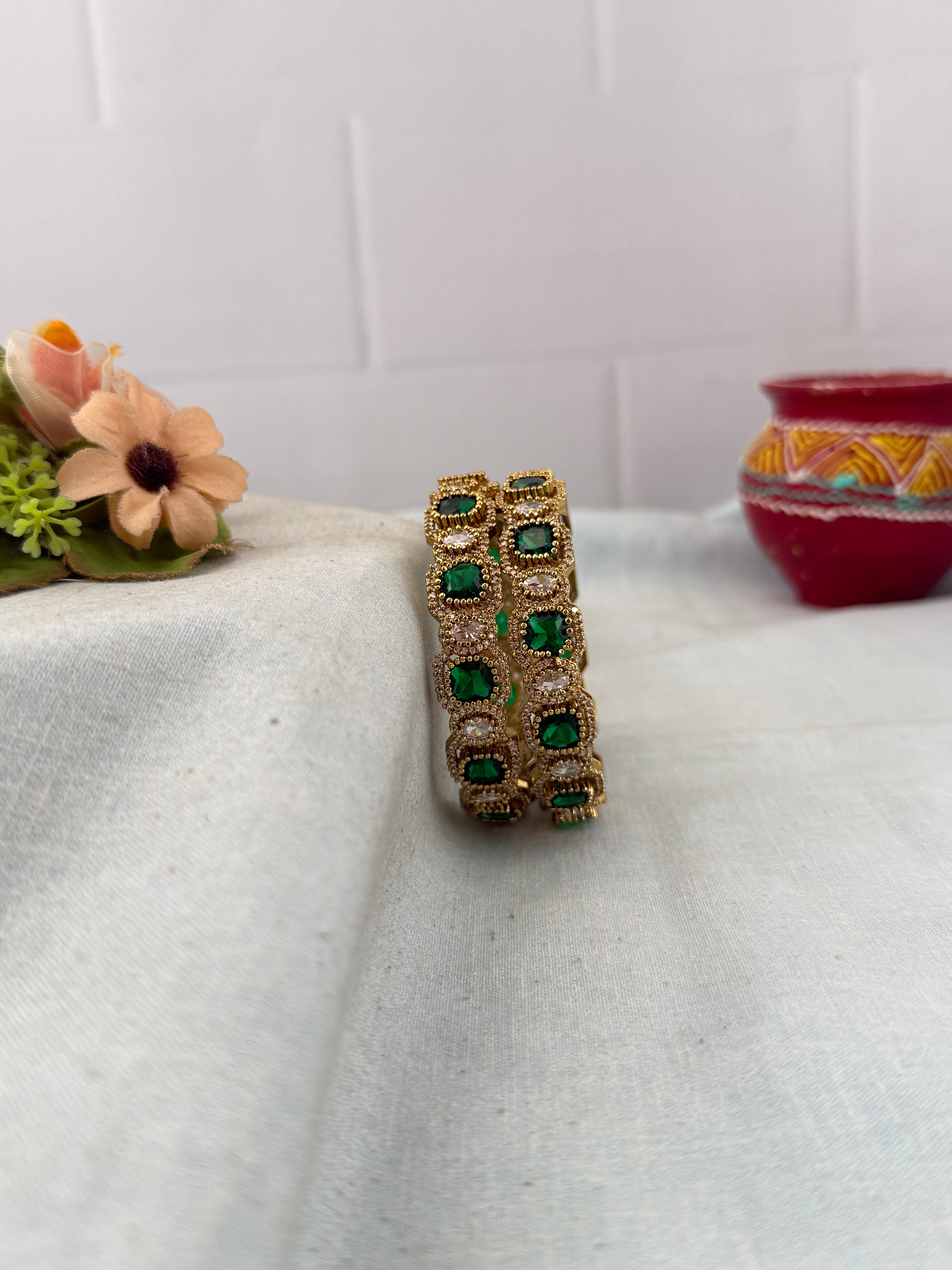 Antique temple style bridal bangles for women by Mahila