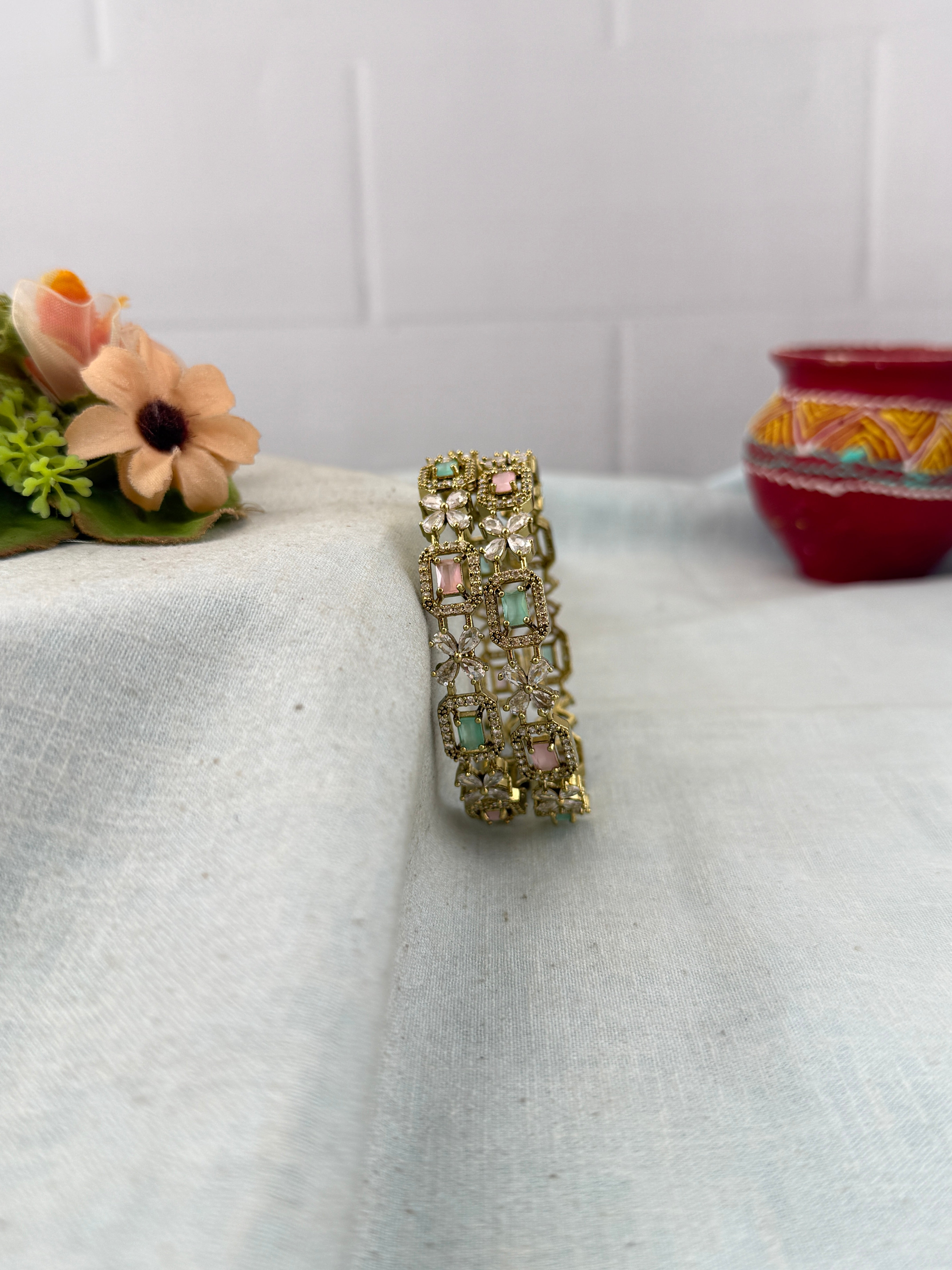 Antique temple style bridal bangles for women by Mahila