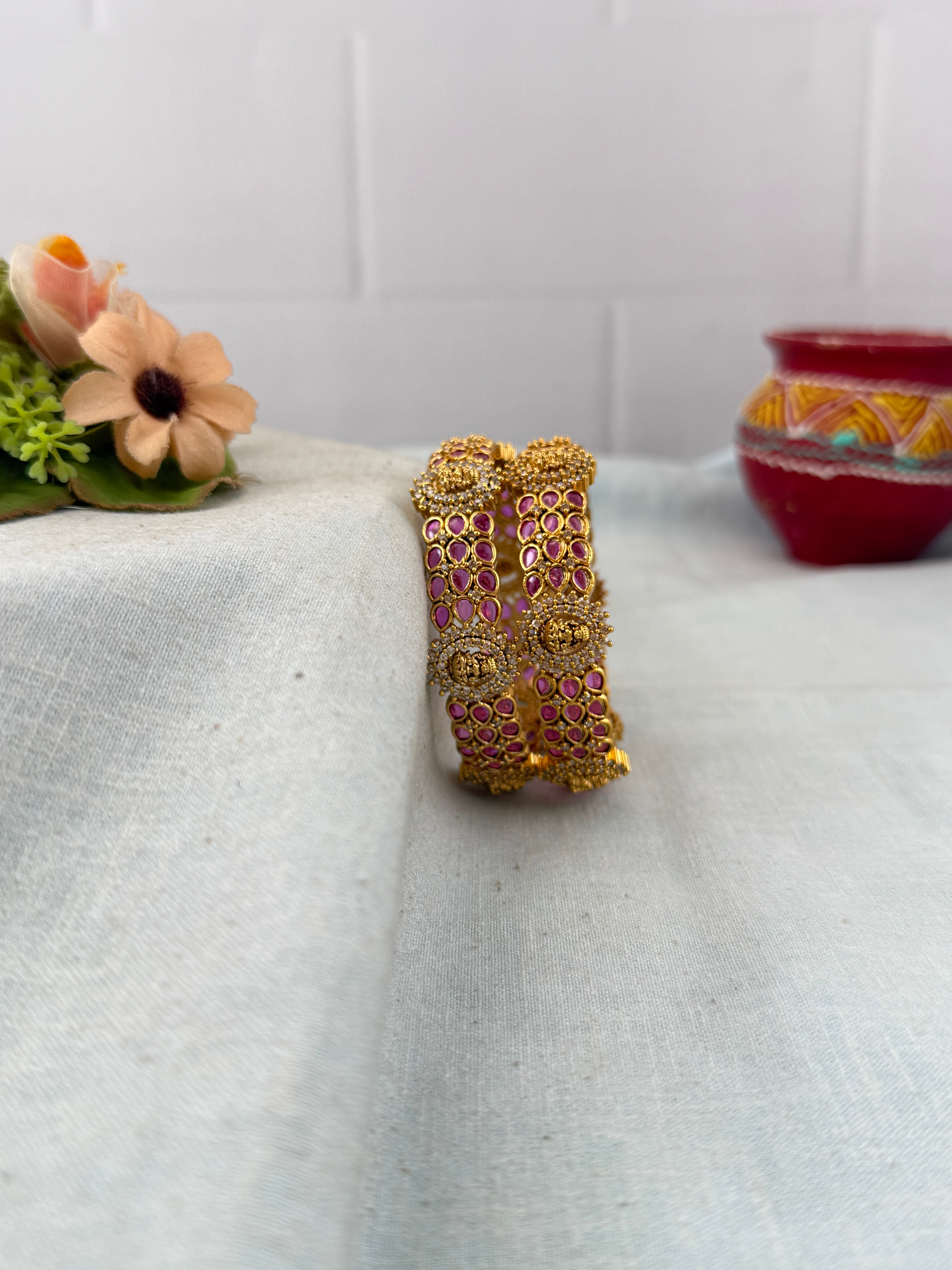 Antique temple style bridal bangles for women by Mahila