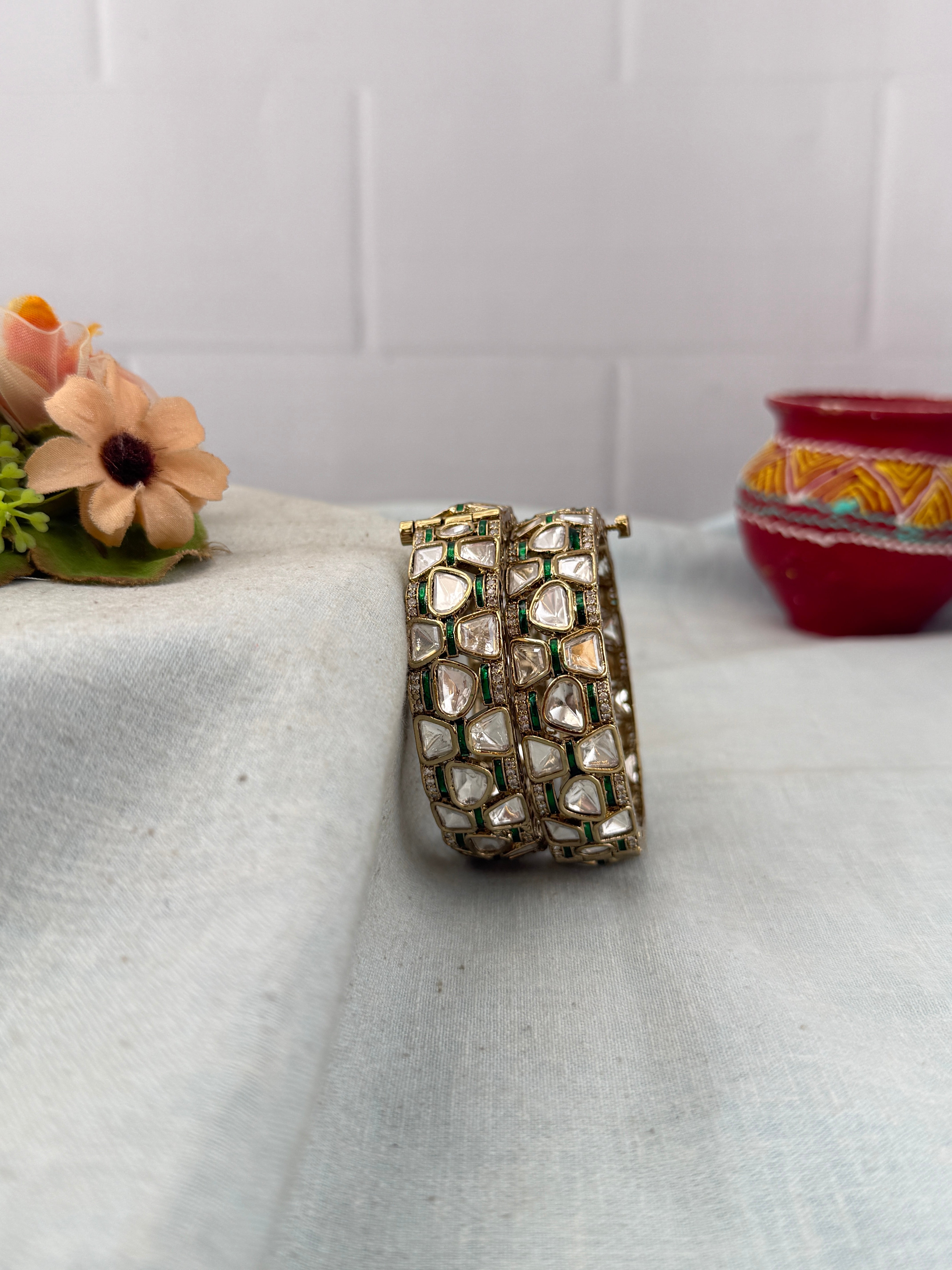 Antique temple style bridal bangles for women by Mahila