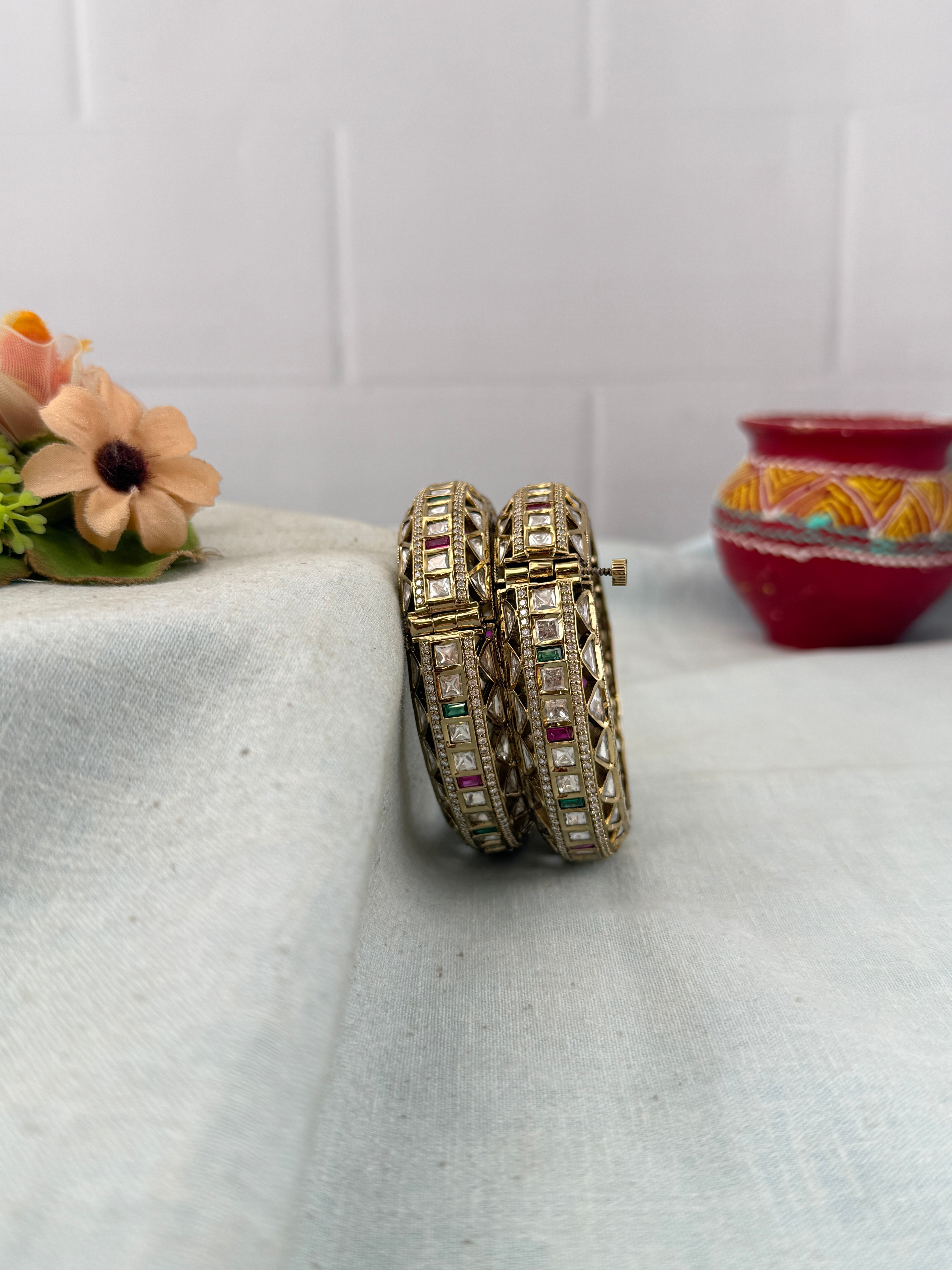 Antique temple style bridal bangles for women by Mahila