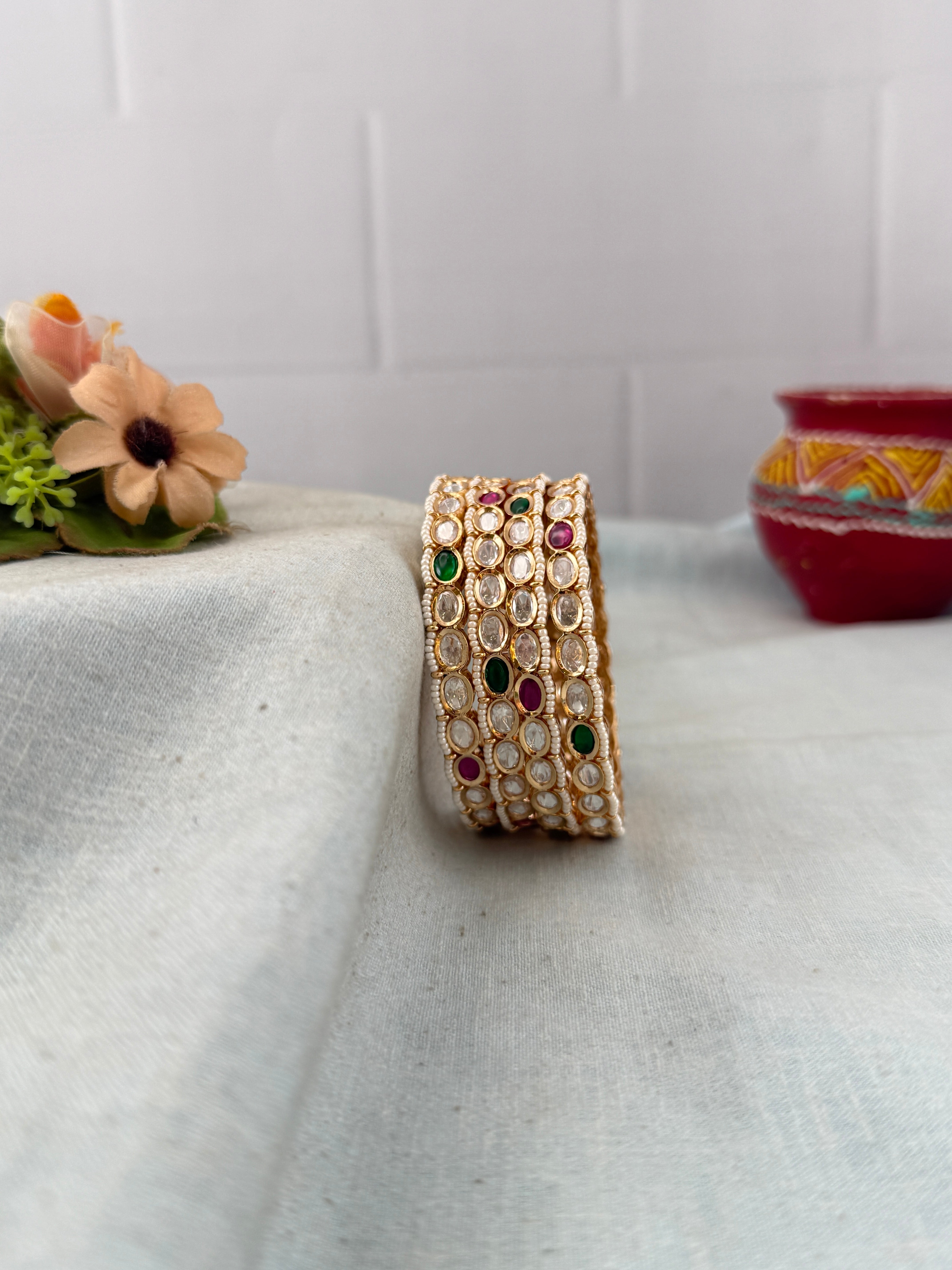 Antique temple style bridal bangles for women by Mahila