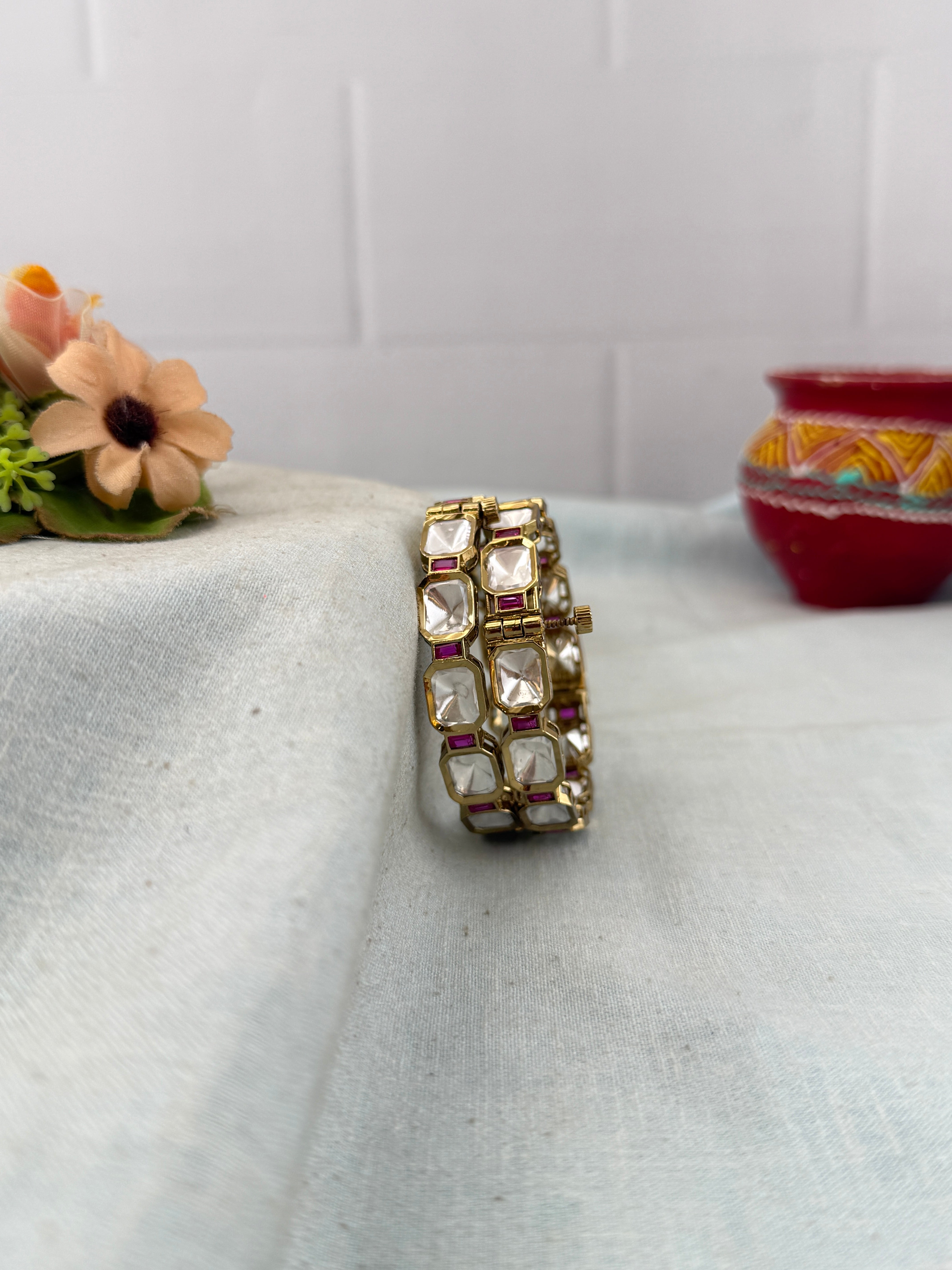 Antique temple style bridal bangles for women by Mahila